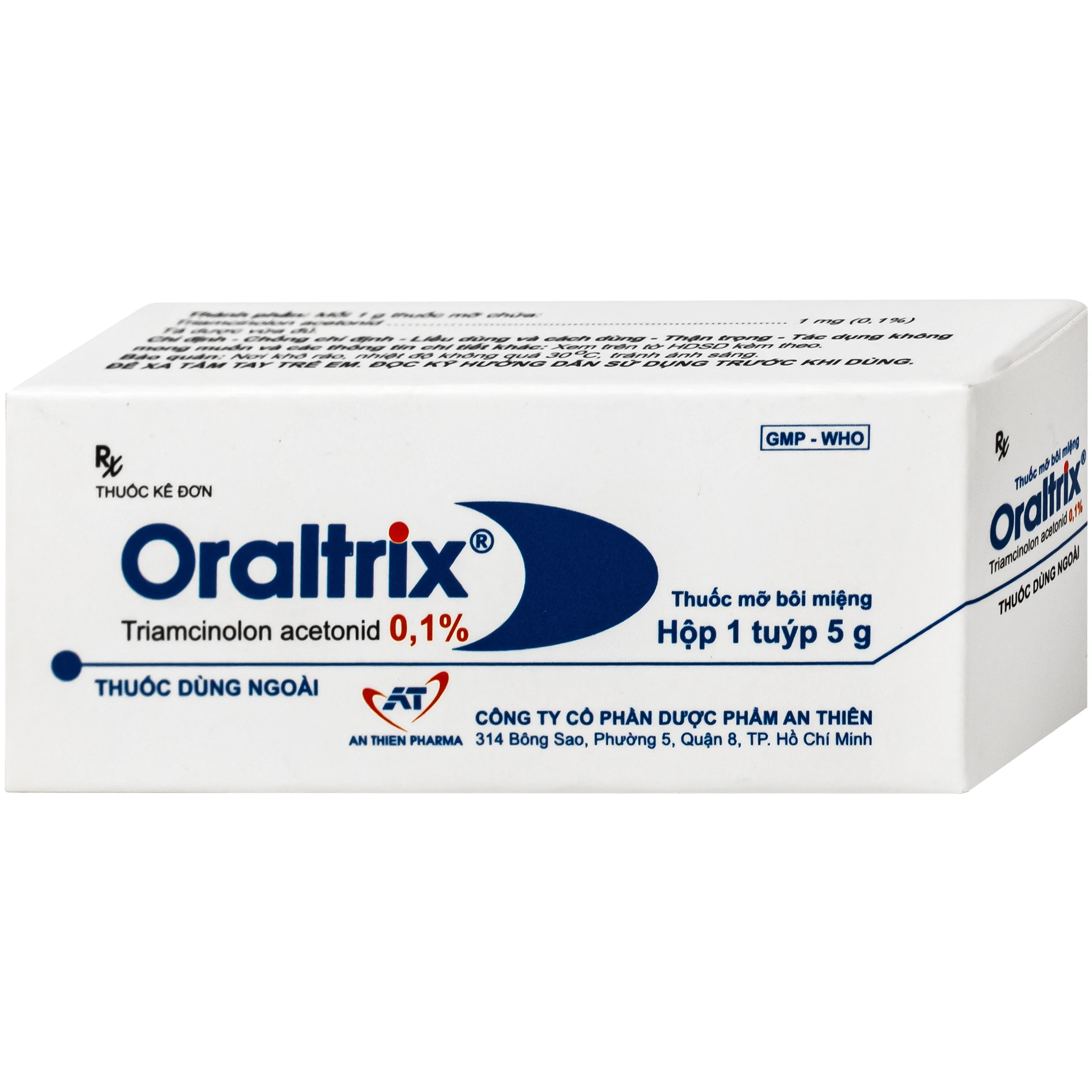 Thuốc mỡ Oraltrix 0.1% An Thiên giảm triệu chứng viêm nhiễm khoang miệng, loét do chấn thương (Hộp 5g) 2