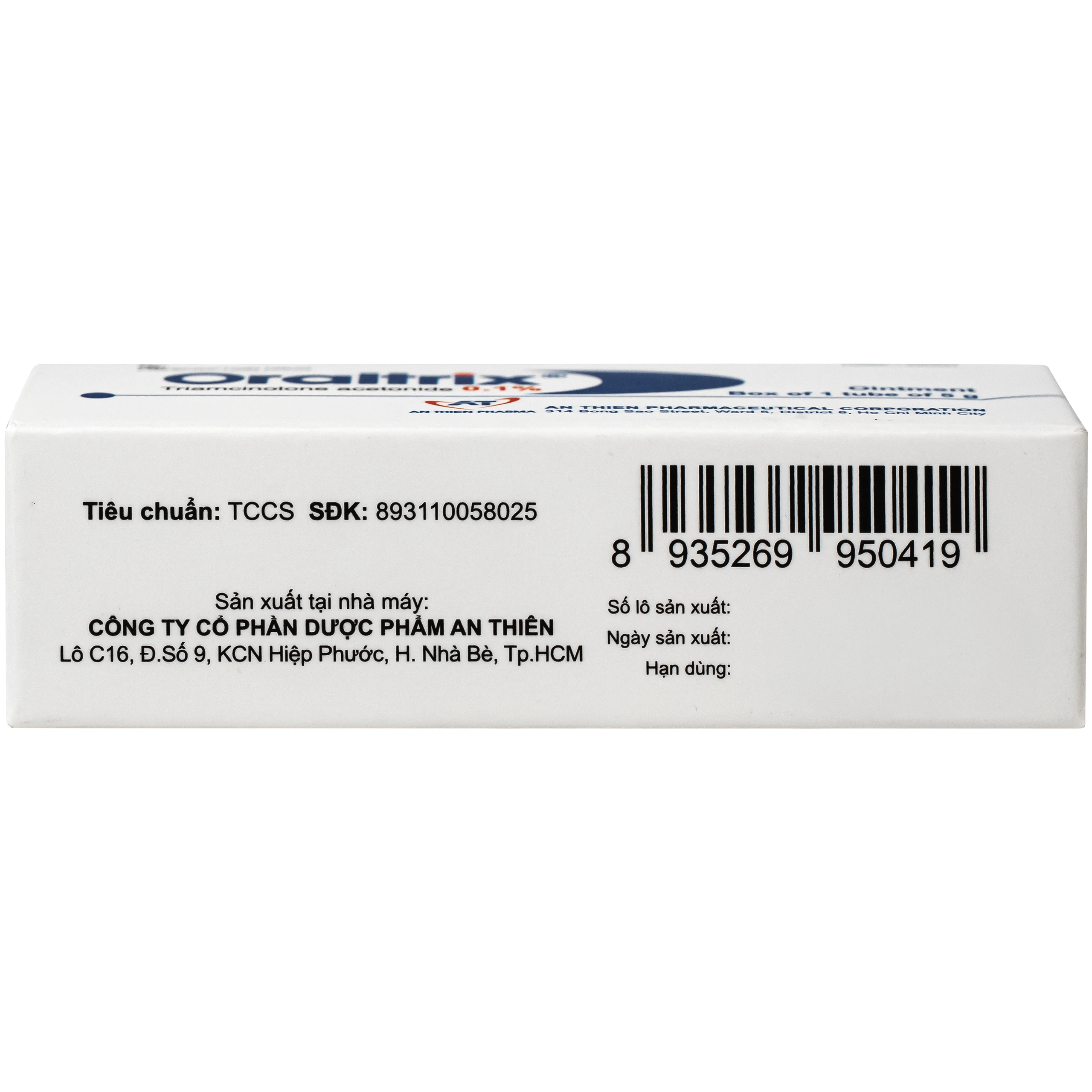 Thuốc mỡ Oraltrix 0.1% An Thiên giảm triệu chứng viêm nhiễm khoang miệng, loét do chấn thương (Hộp 5g) 4