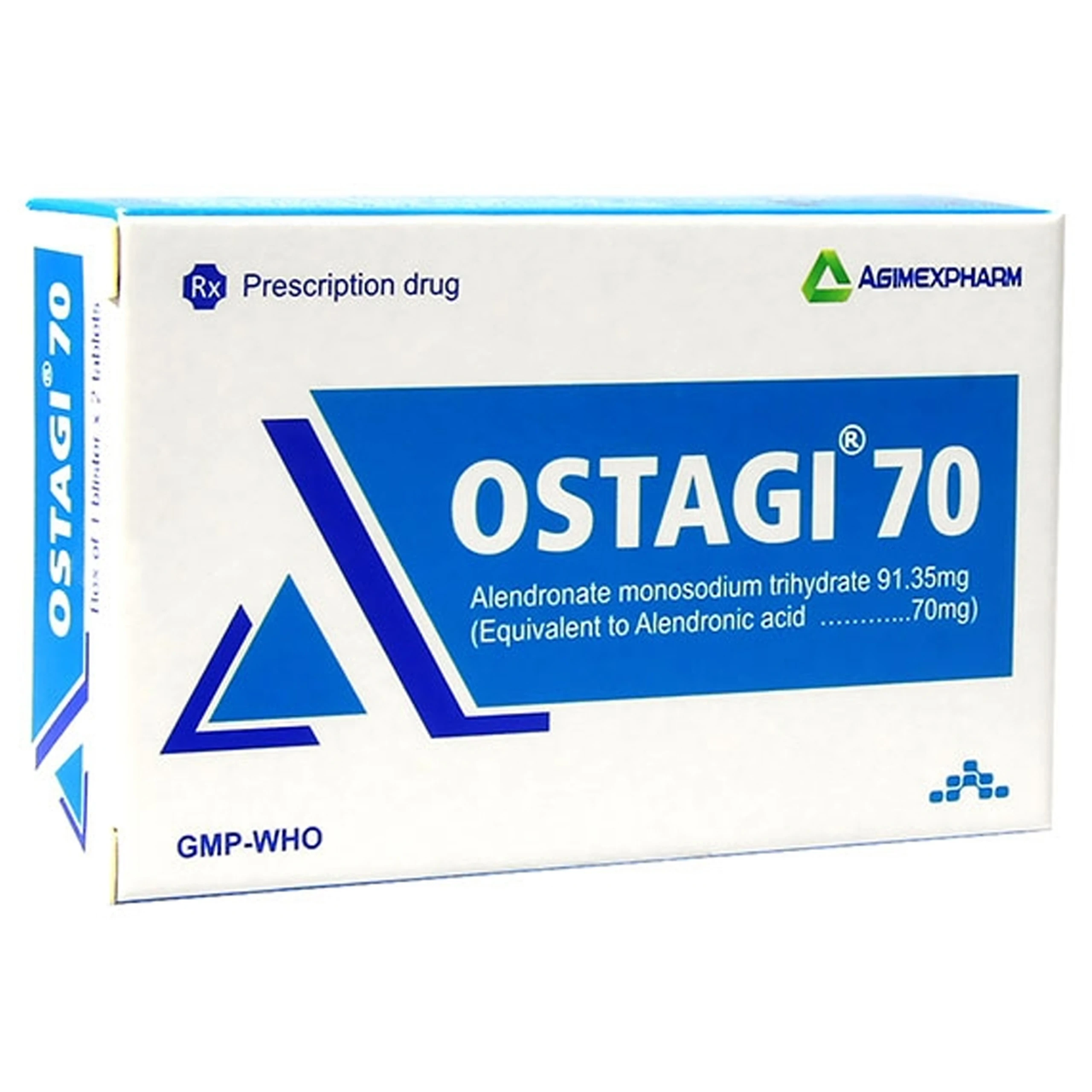 Thuốc Ostagi 70 Agimexpharm điều trị loãng xương ở phụ nữ sau mãn kinh (1 vỉ x 2 viên)