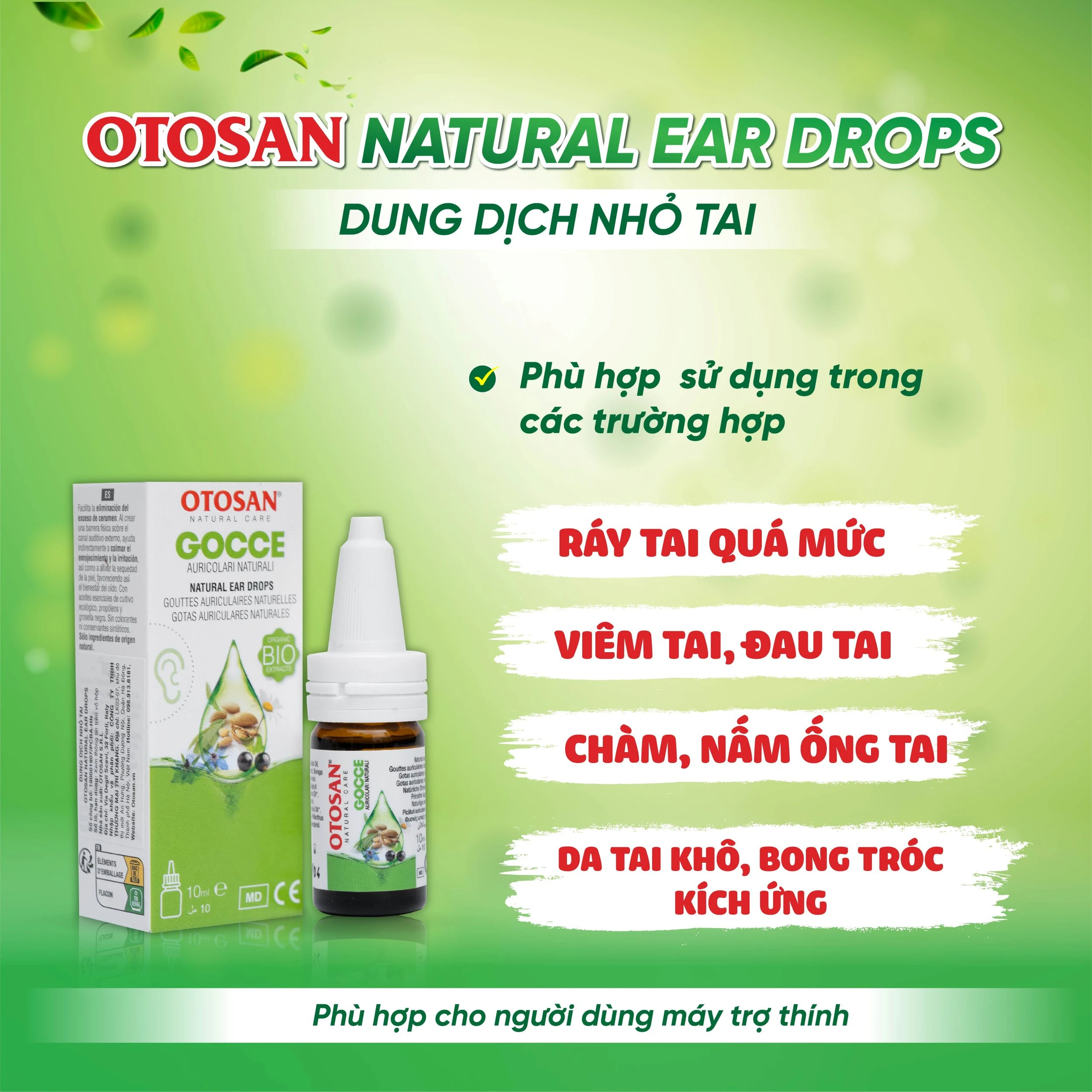 Dung dịch nhỏ tai Otosan Natural Ear Drops 10ml giảm đau, chống viêm, làm sạch tai 4