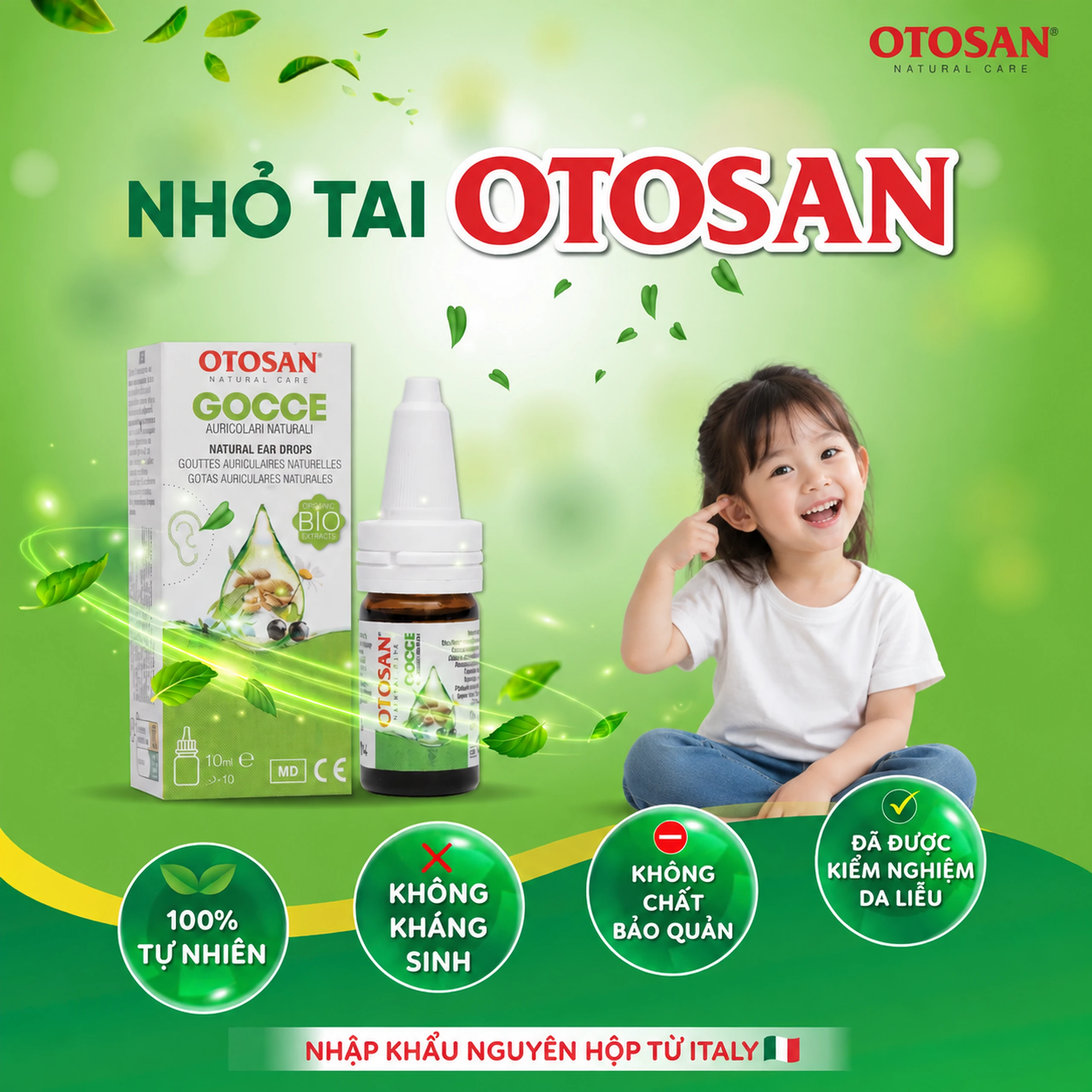 Dung dịch nhỏ tai Otosan Natural Ear Drops 10ml giảm đau, chống viêm, làm sạch tai 6