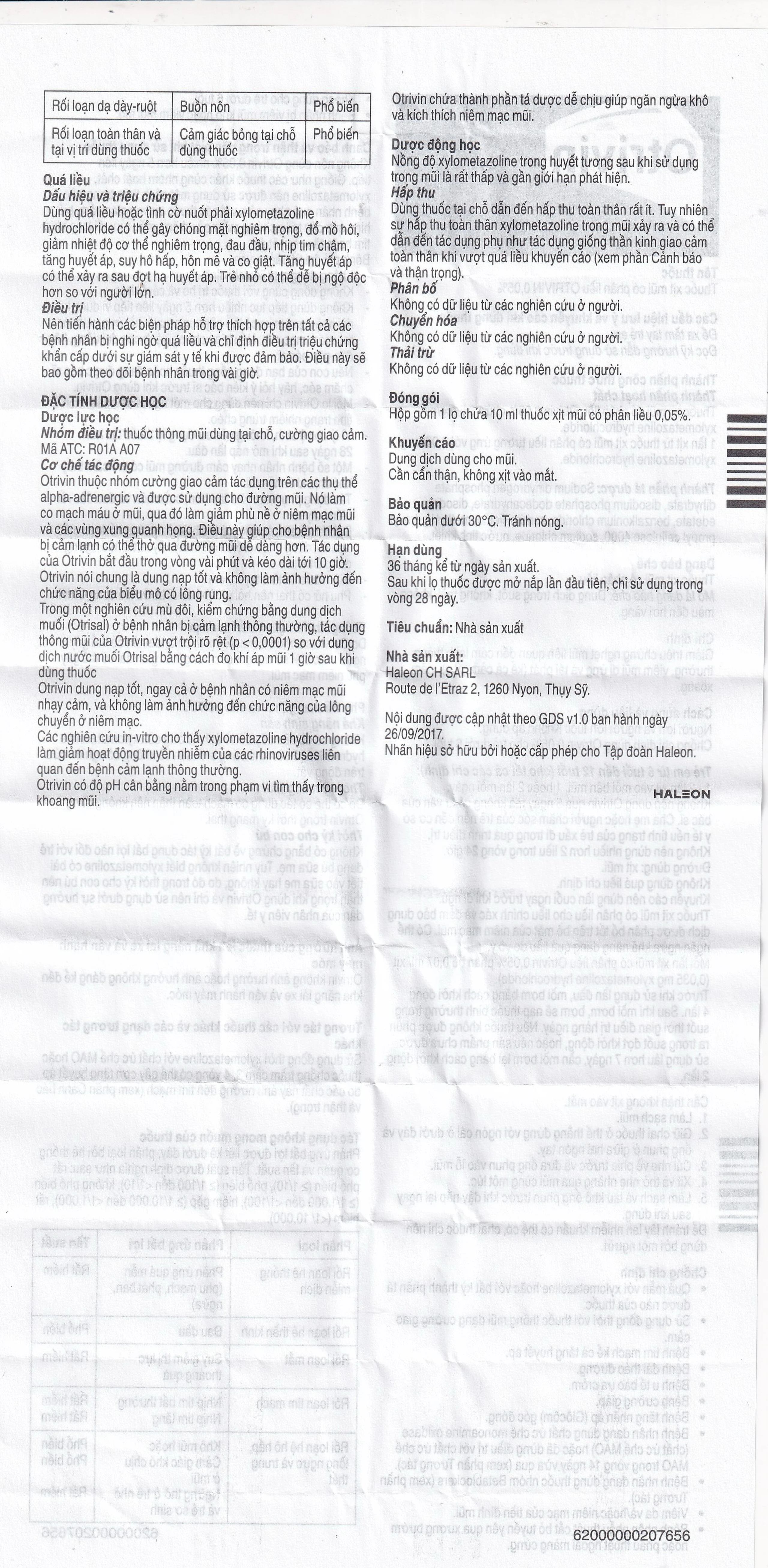 Thuốc xịt mũi Otrivin 0.05% GSK giảm triệu chứng nghẹt mũi, viêm mũi dị ứng (10ml)