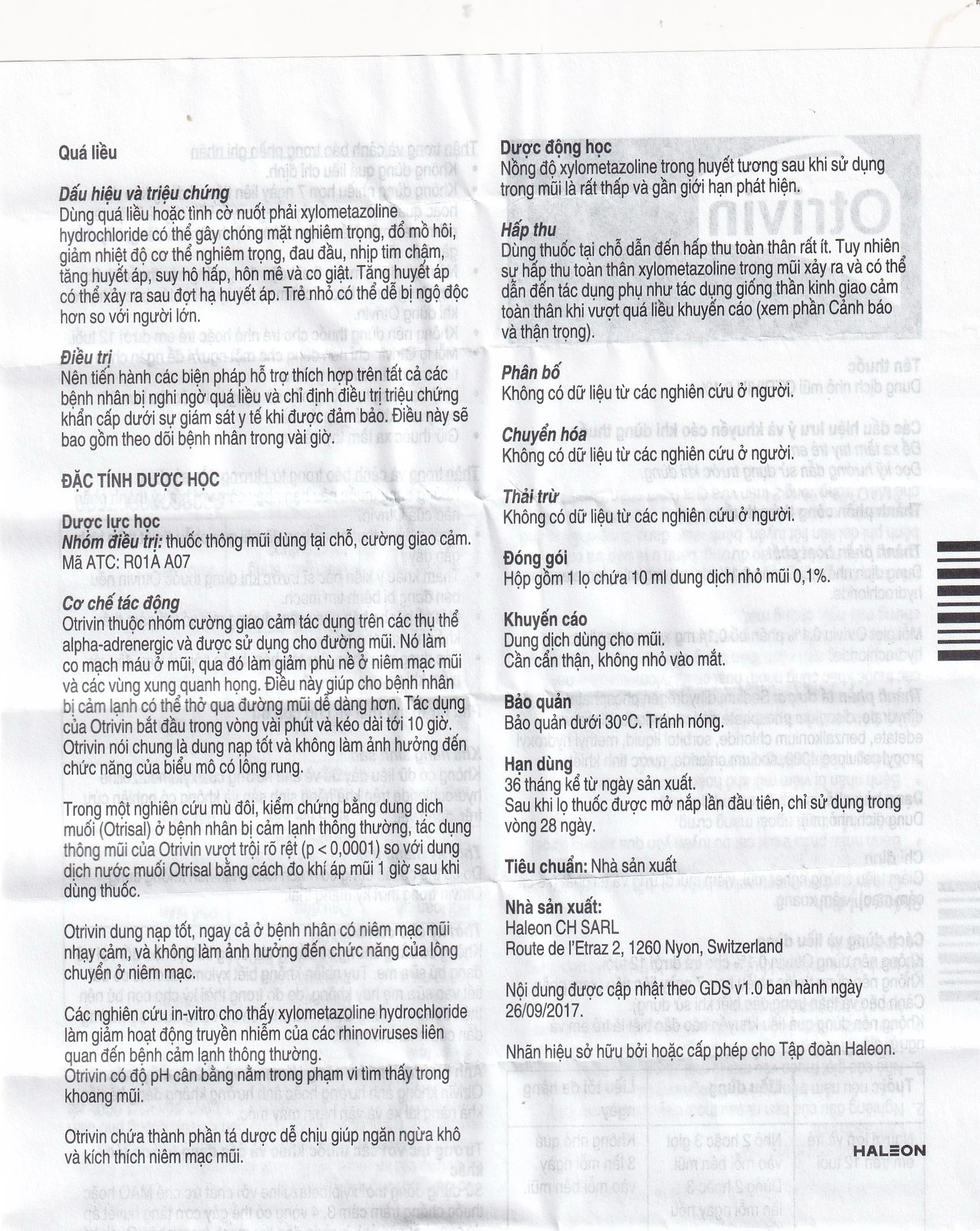 Thuốc nhỏ mũi Otrivin 0.1% GSK điều trị nghẹt mũi, sung huyết mũi họng (10ml)