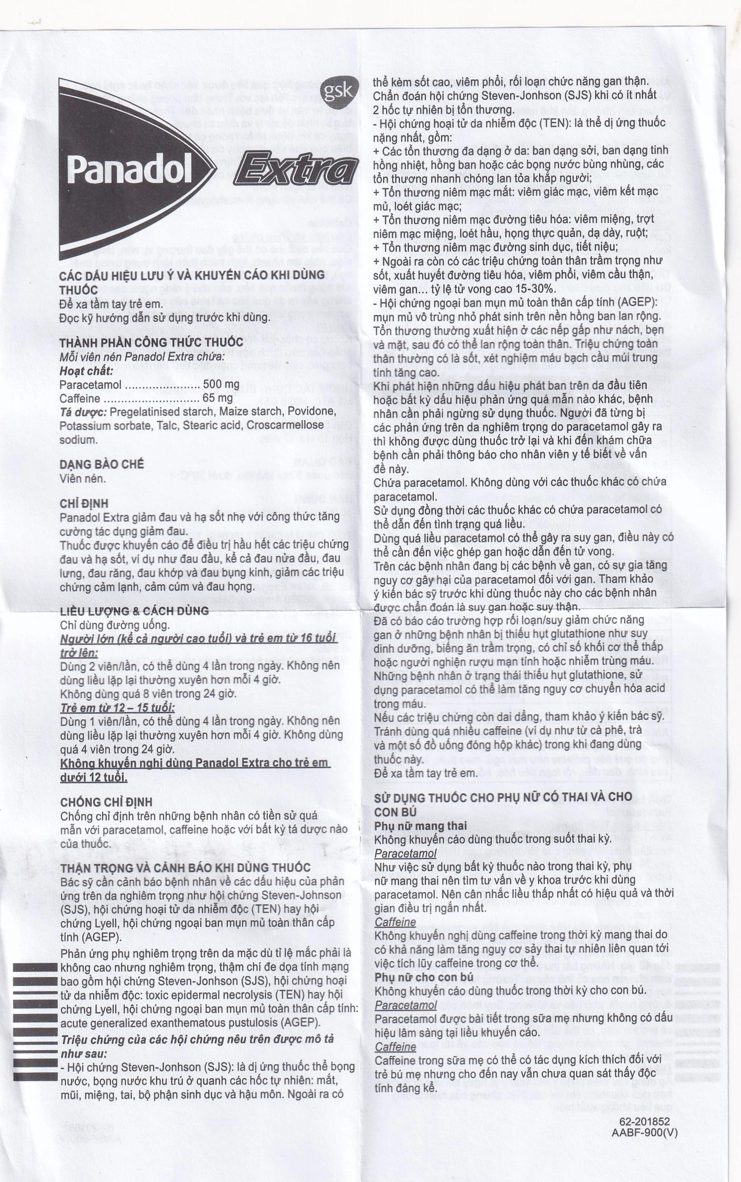 Viên nén Panadol Extra đỏ GSK giảm mạnh các cơn đau, hạ sốt, điều trị đau đầu, đau lưng (15 vỉ x 12 viên)