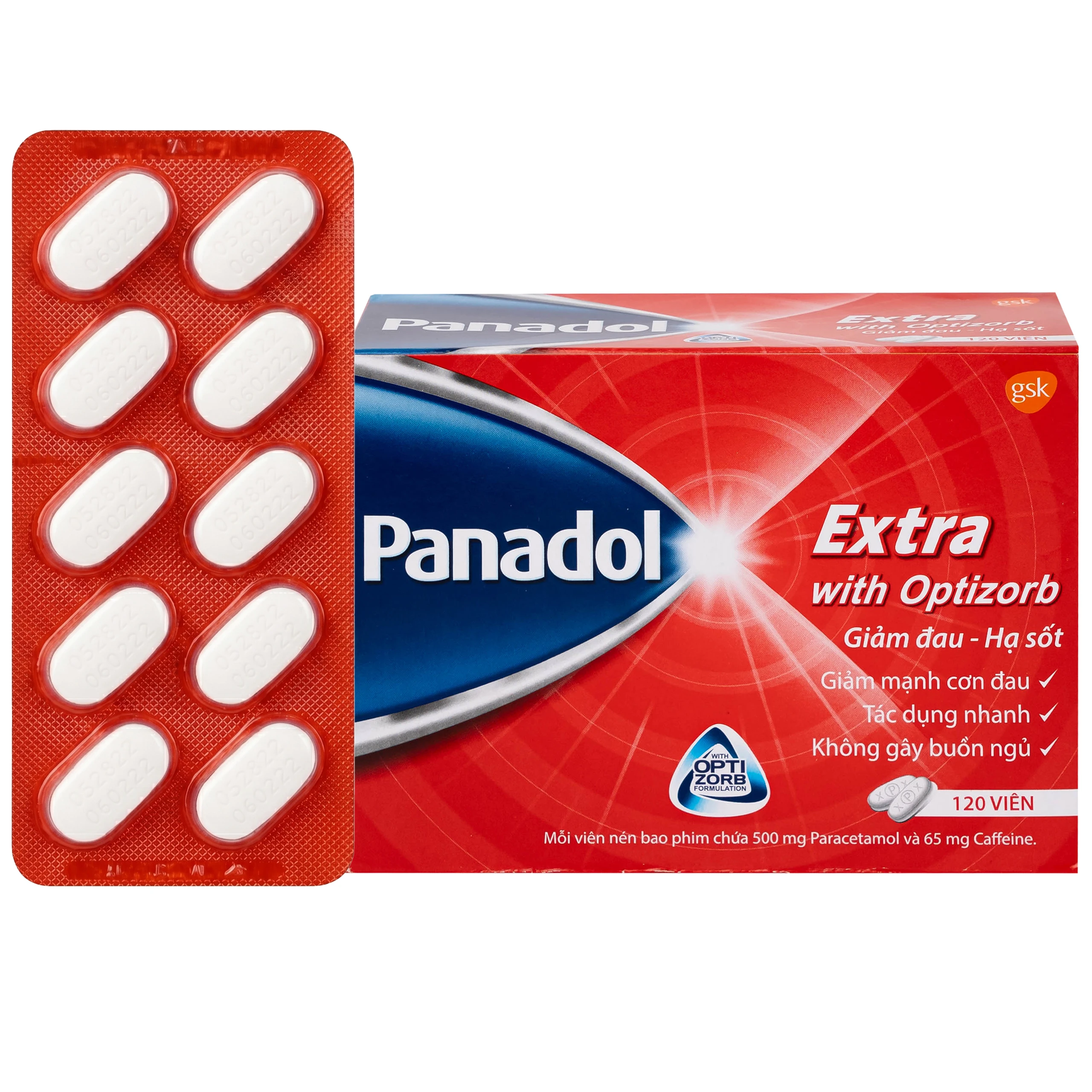 Viên nén Panadol Extra With Optizorb GSK giảm đau, hạ sốt nhanh, không gây buồn ngủ (12 vỉ x 10 viên) 1