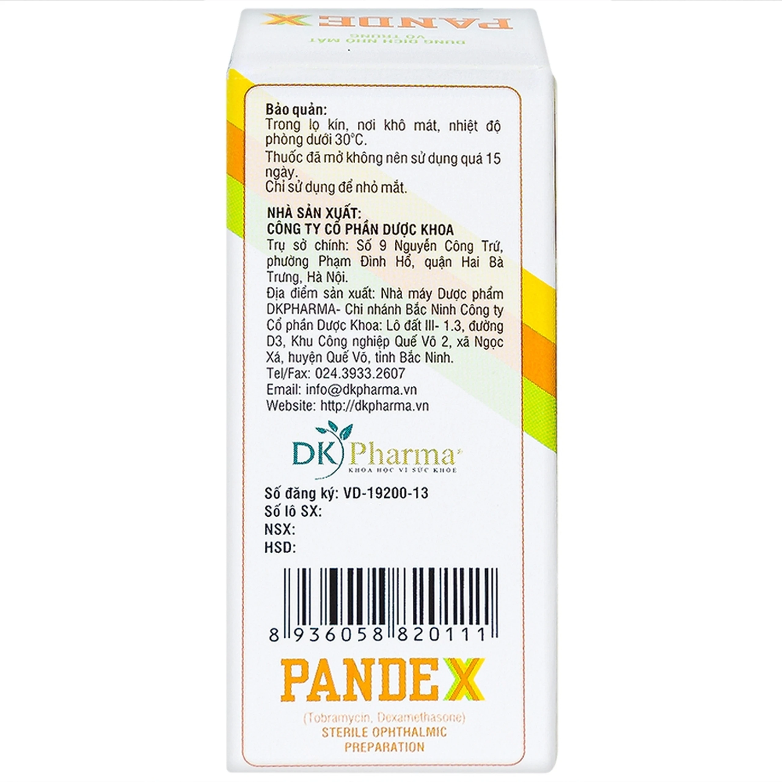 Thuốc nhỏ mắt Pandex DK Pharma điều trị viêm mắt (5ml)
