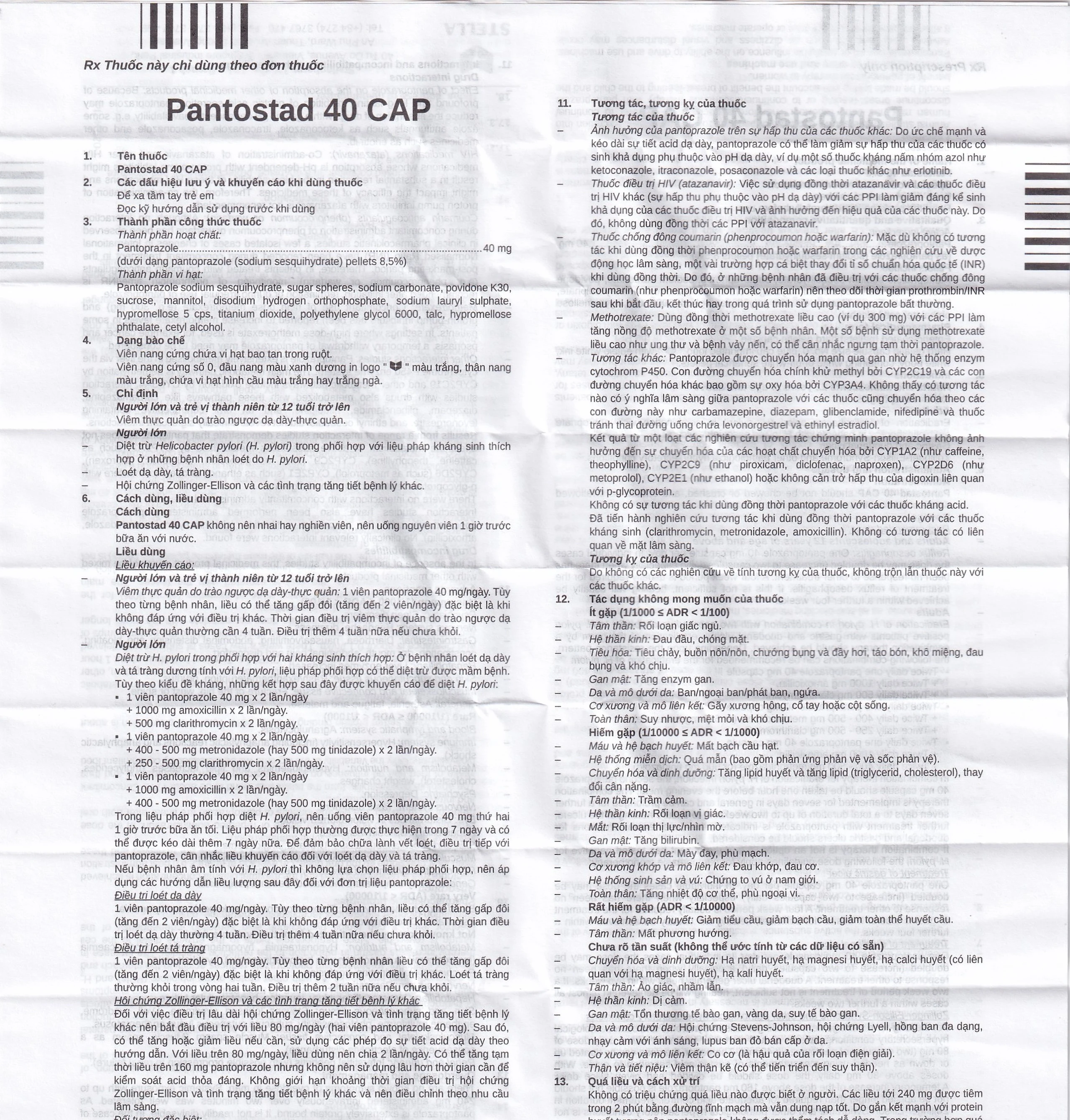 Thuốc Pantostad 40 CAP Stella điều trị viêm thực quản (4 vỉ x 7 viên)