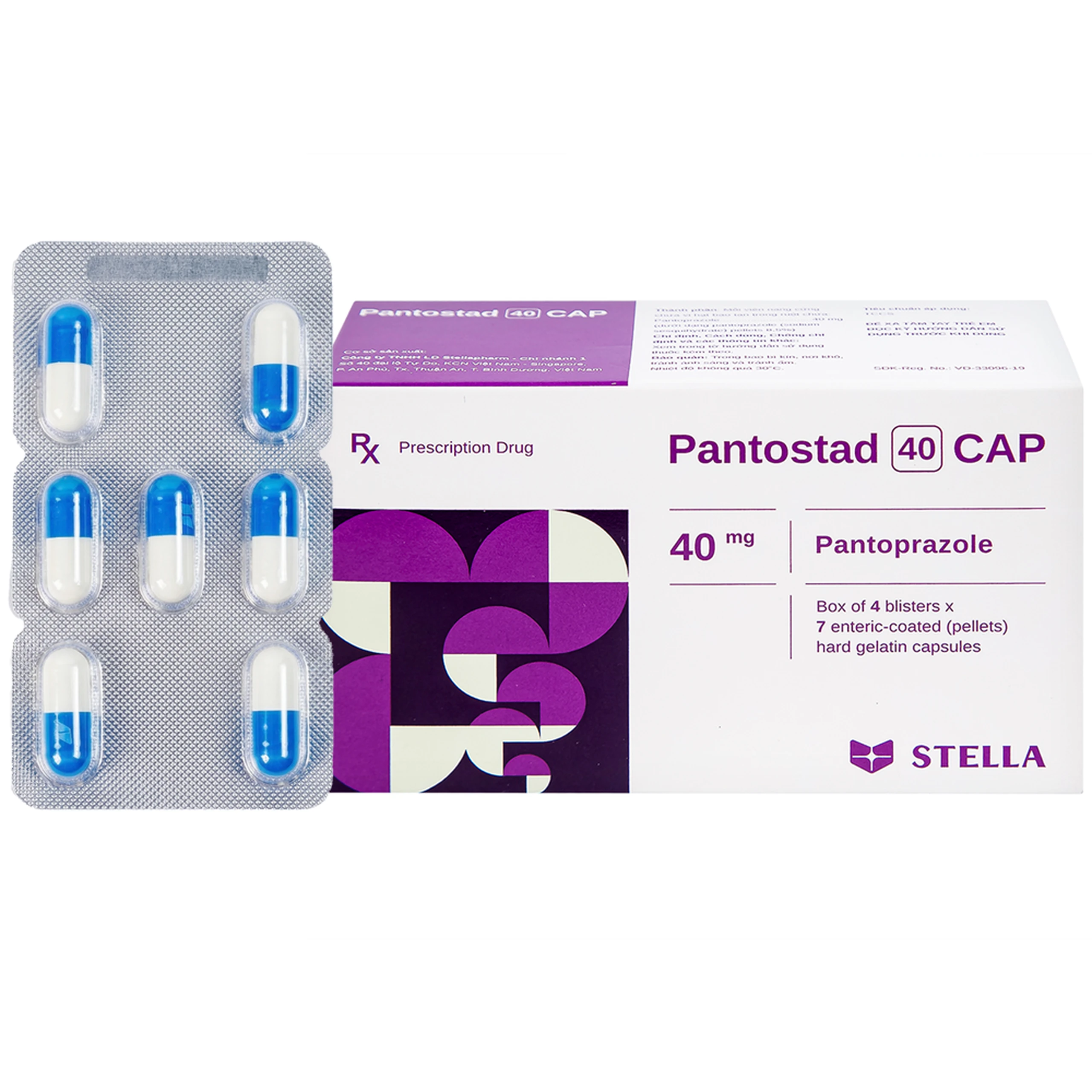 Thuốc Pantostad 40 CAP Stella điều trị viêm thực quản (4 vỉ x 7 viên)