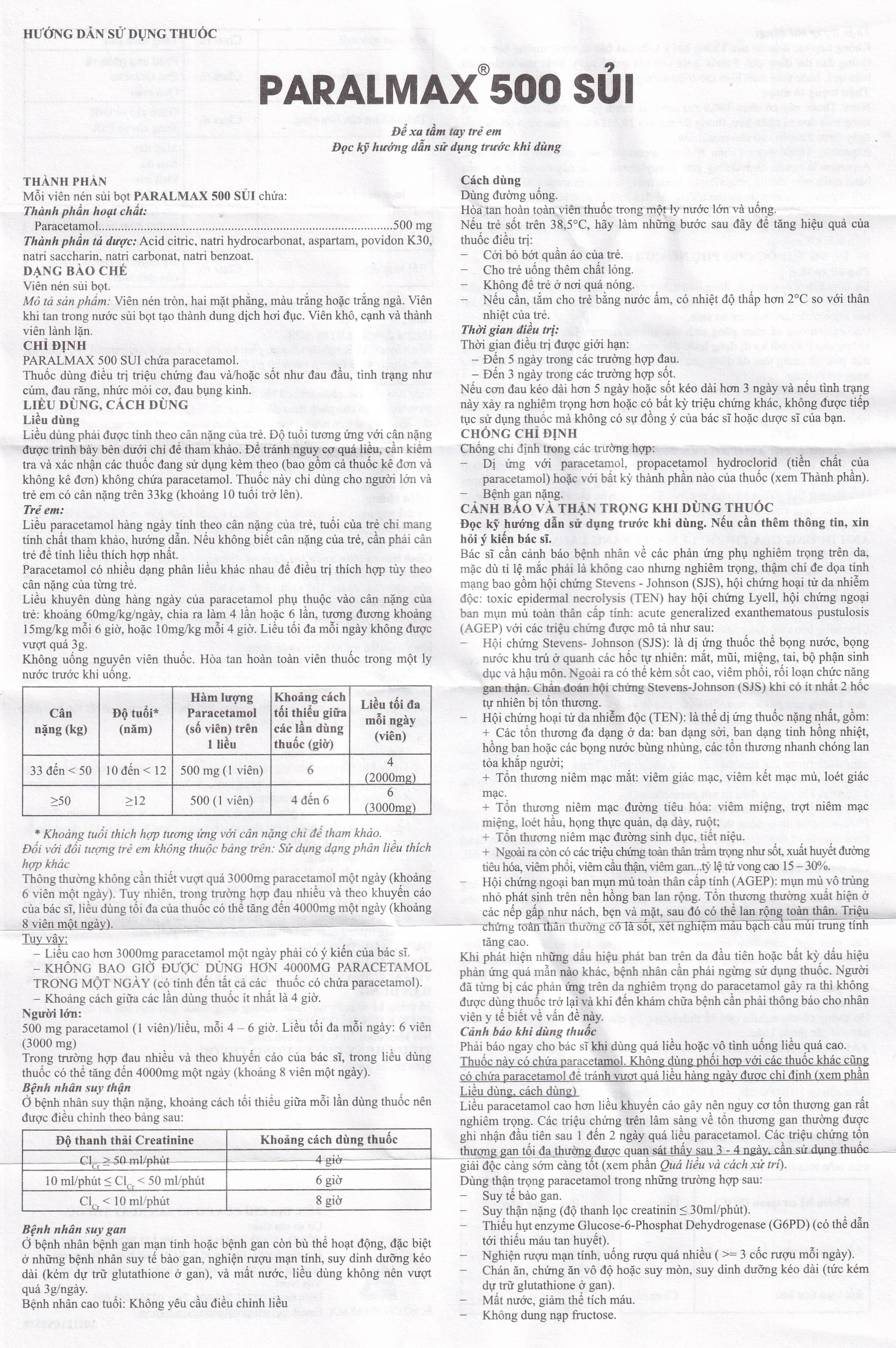 Viên sủi Effer-Paralmax 500 Boston giảm các chứng đau nhẹ đến vừa, đau đầu, đau răng (5 vỉ x 4 viên)
