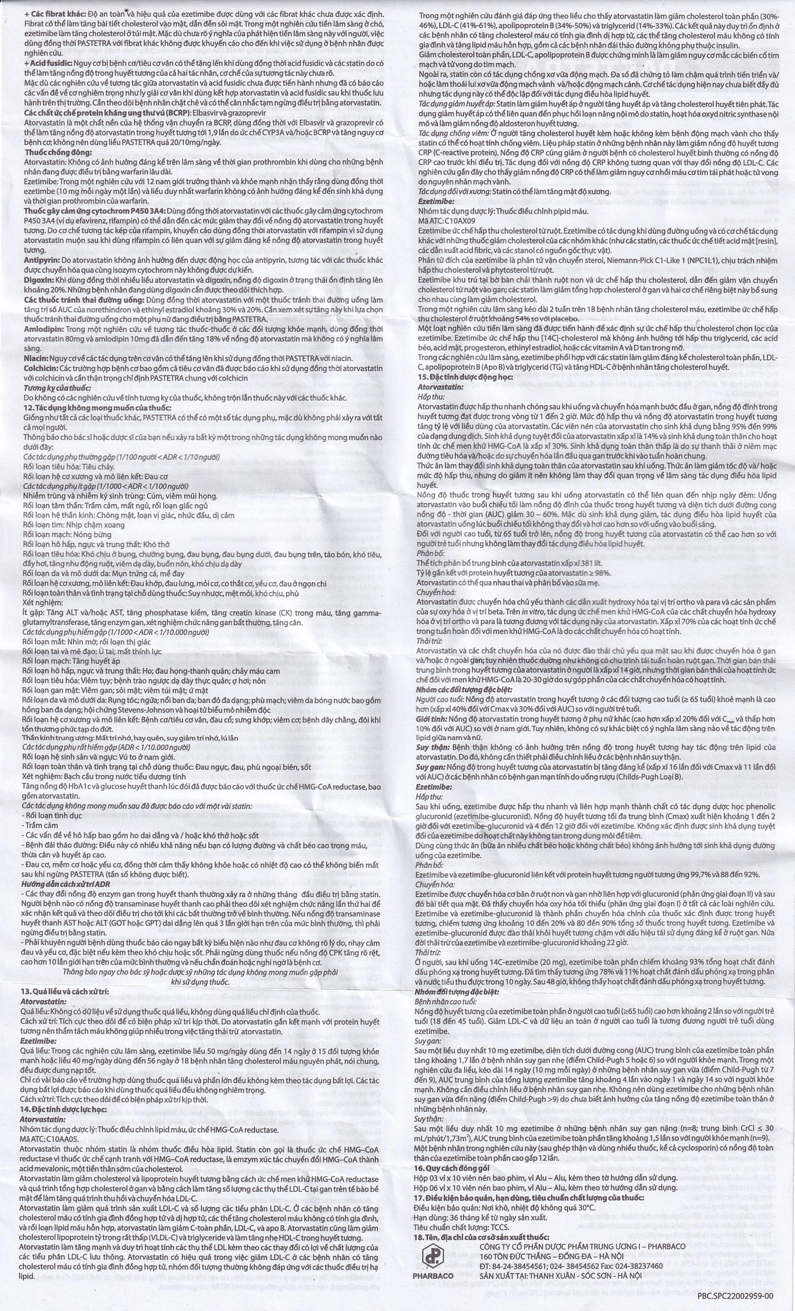 Thuốc Pastetra Pharbaco phòng ngừa các bệnh tim mạch, tăng cholesterol máu (3 vỉ x 10 viên)