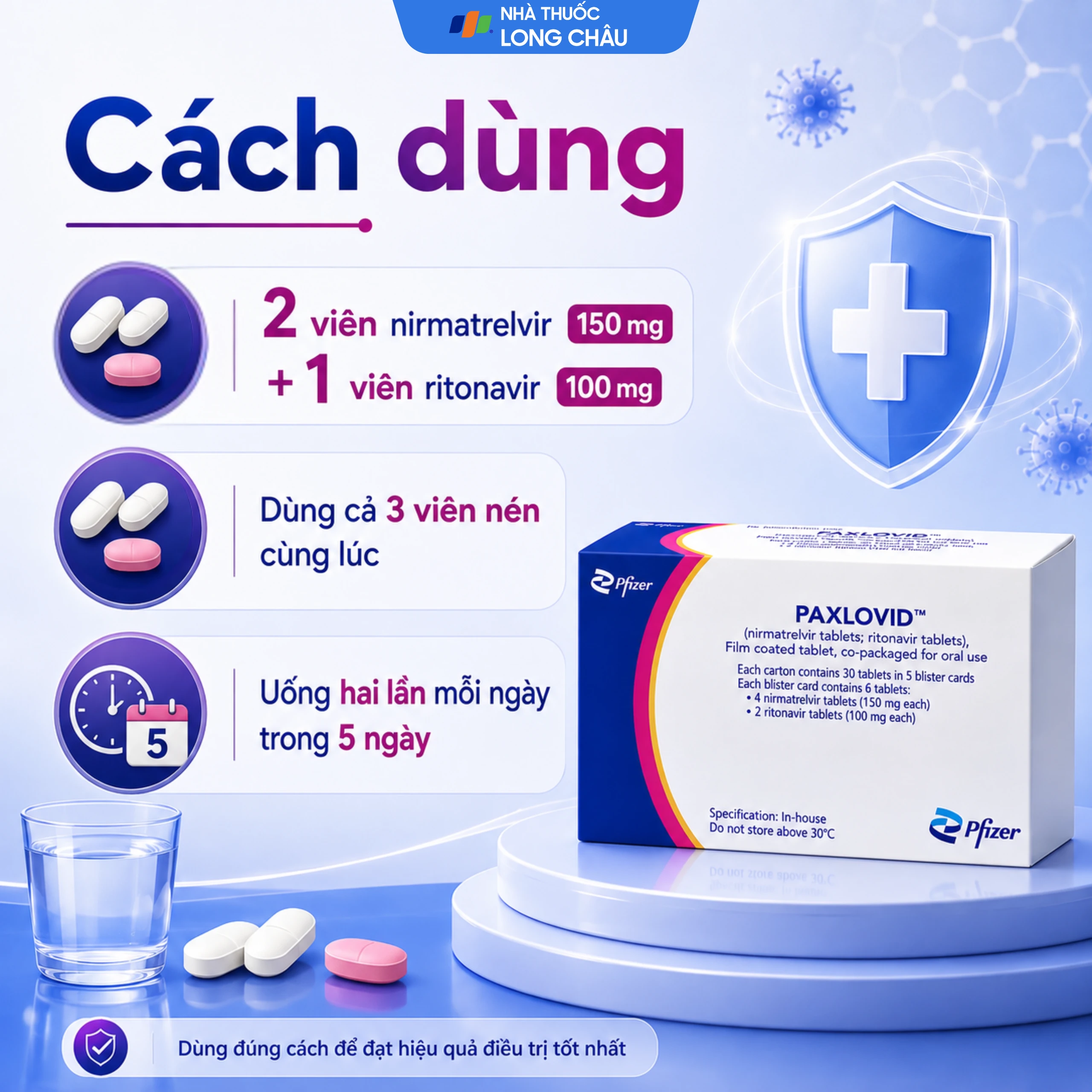 Thuốc Paxlovid Pfizer là thuốc kháng virus dùng đường uống để điều trị COVID-19 (5 vỉ x 6 viên) 4