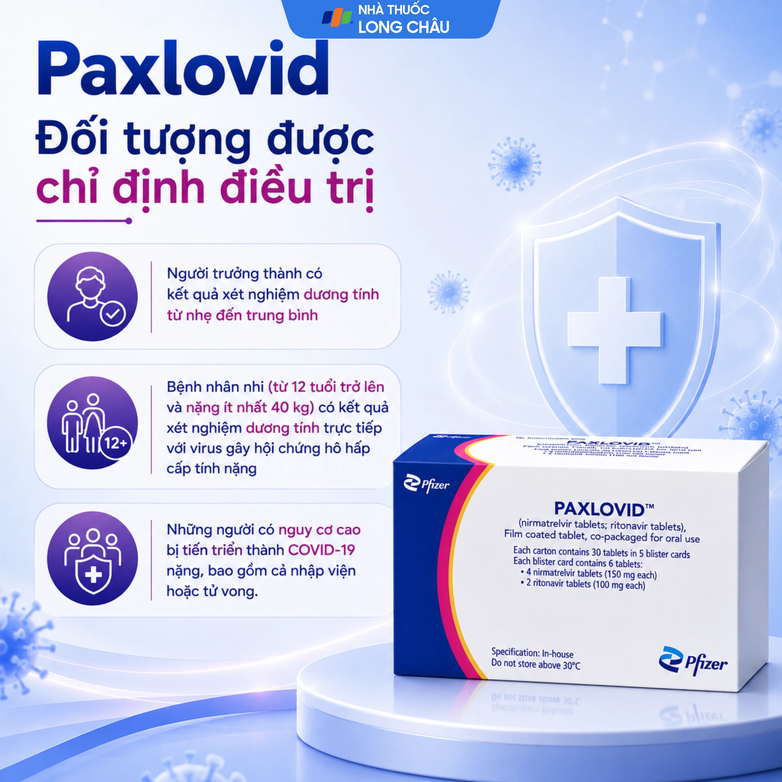 Thuốc Paxlovid Pfizer là thuốc kháng virus dùng đường uống để điều trị COVID-19 (5 vỉ x 6 viên) 3