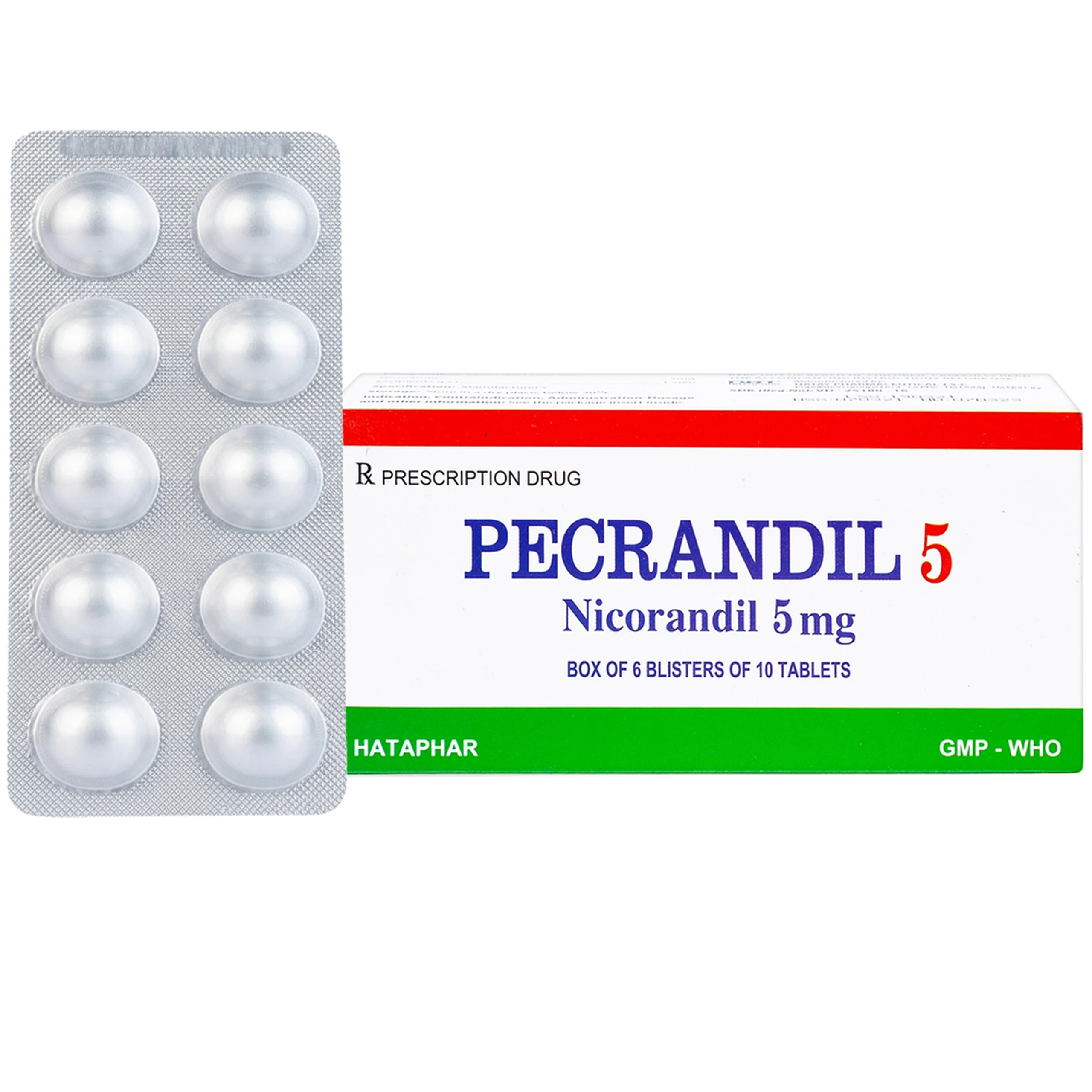 Viên nén Pecrandil 5 Hataphar ngăn ngừa và điều trị lâu dài đau thắt ngực (6 vỉ x 10 viên) 1