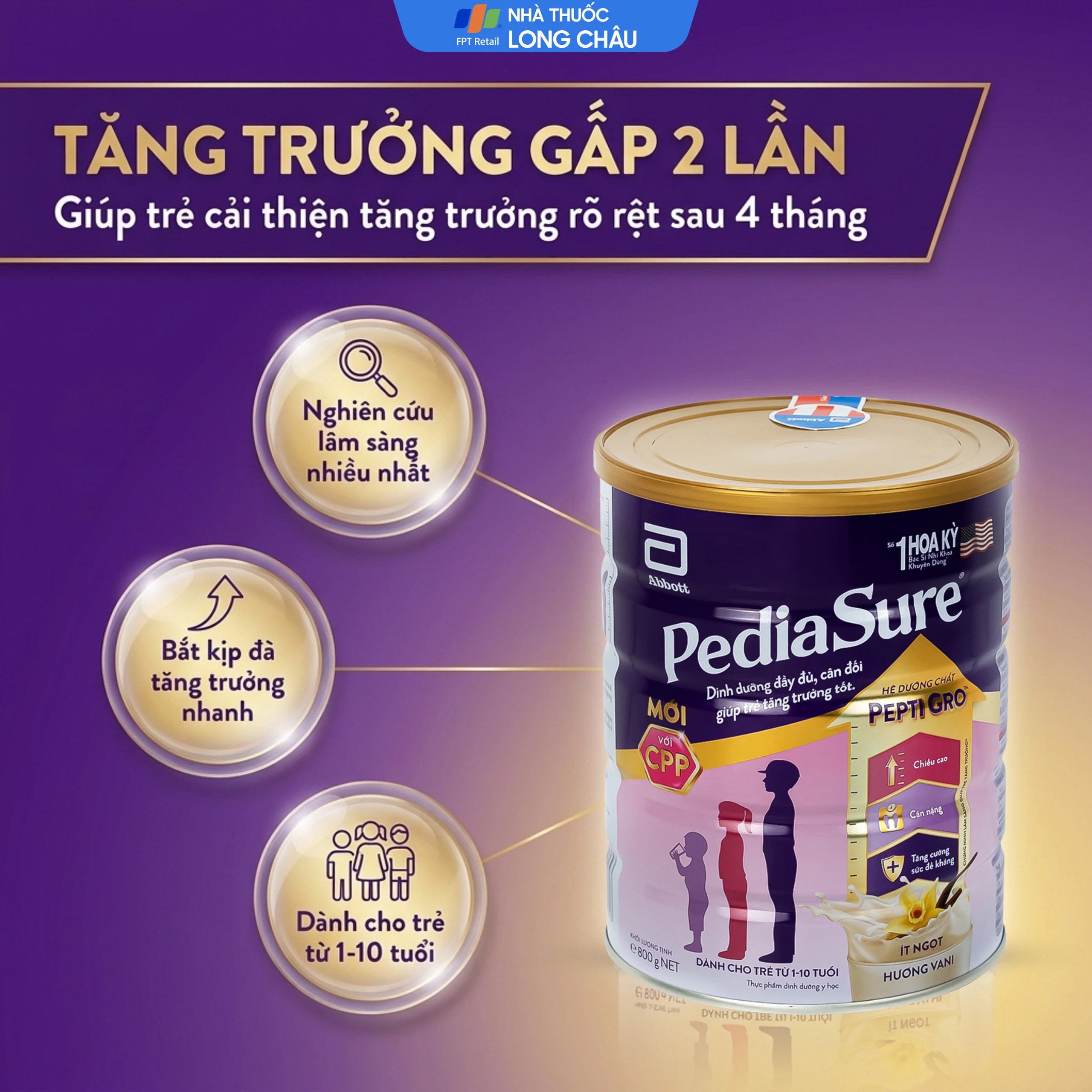 Sữa bổ sung dinh dưỡng cho bé từ 1-10 tuổi PediaSure ( 800g) 4