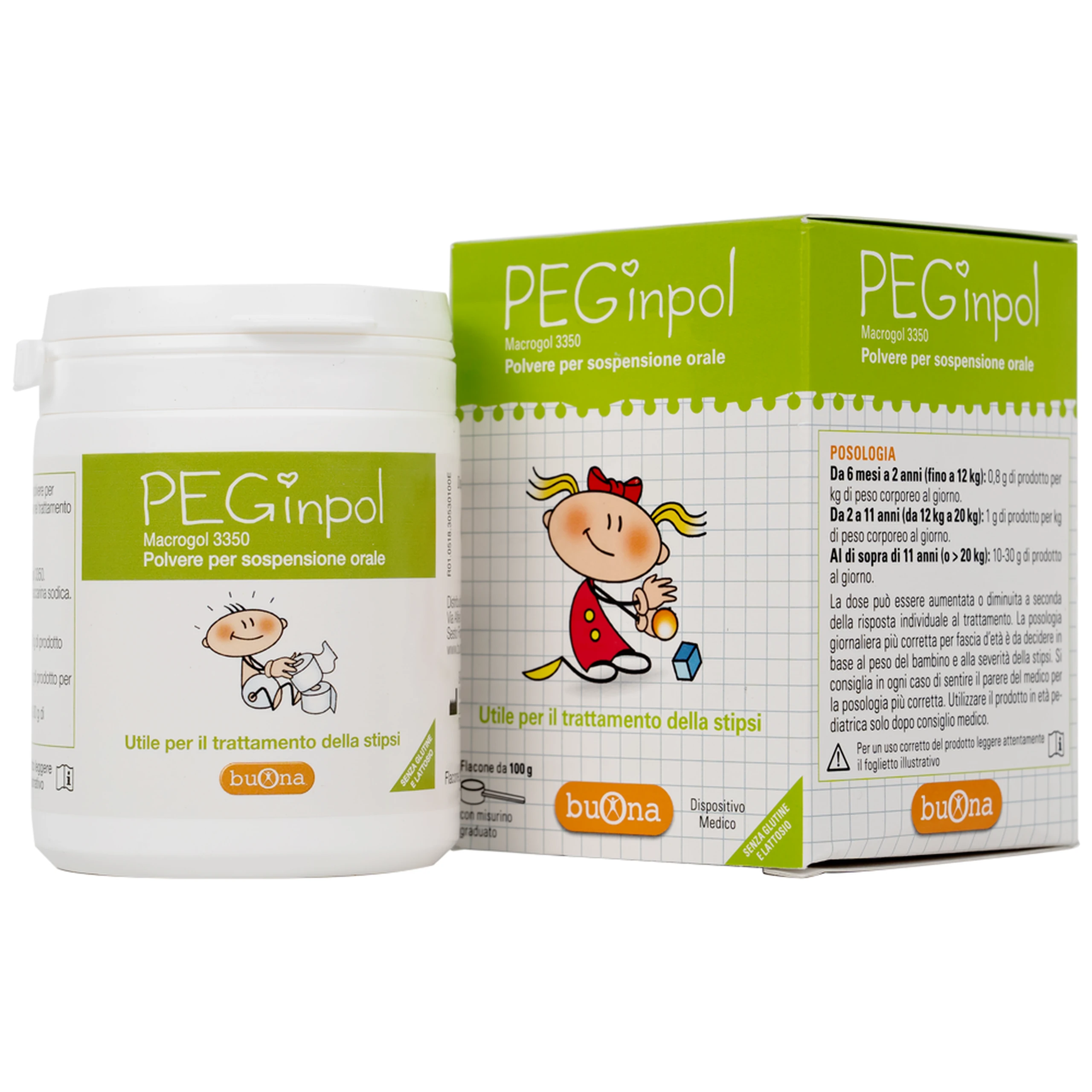 Bột nhuận tràng Buona Peginpol 100g cải thiện tình trạng táo bón cho trẻ từ 6 tháng tuổi