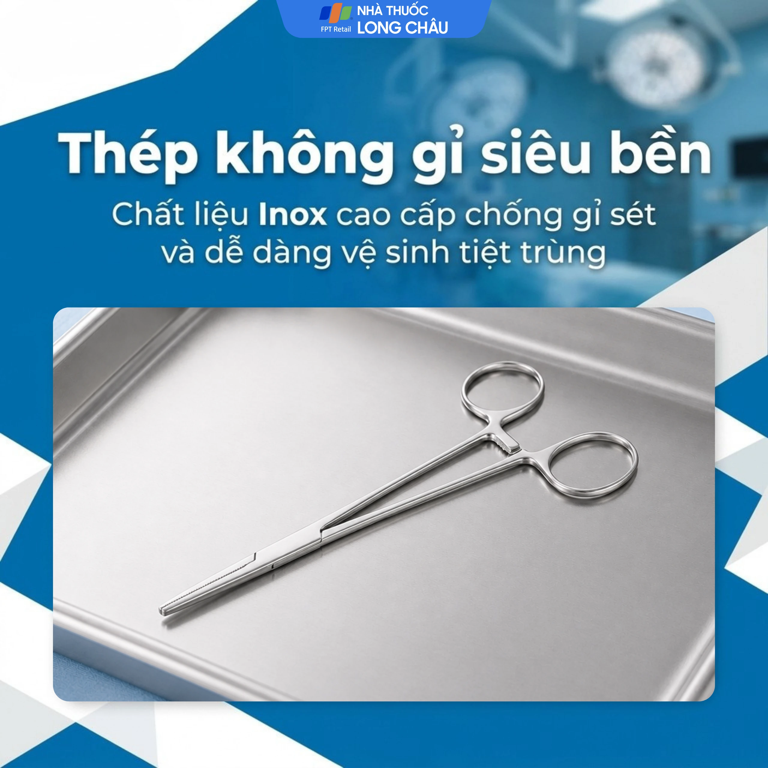 Pen gắp thẳng không mấu size 16cm dùng kẹp bông băng, băng gạc rửa vết thương 6