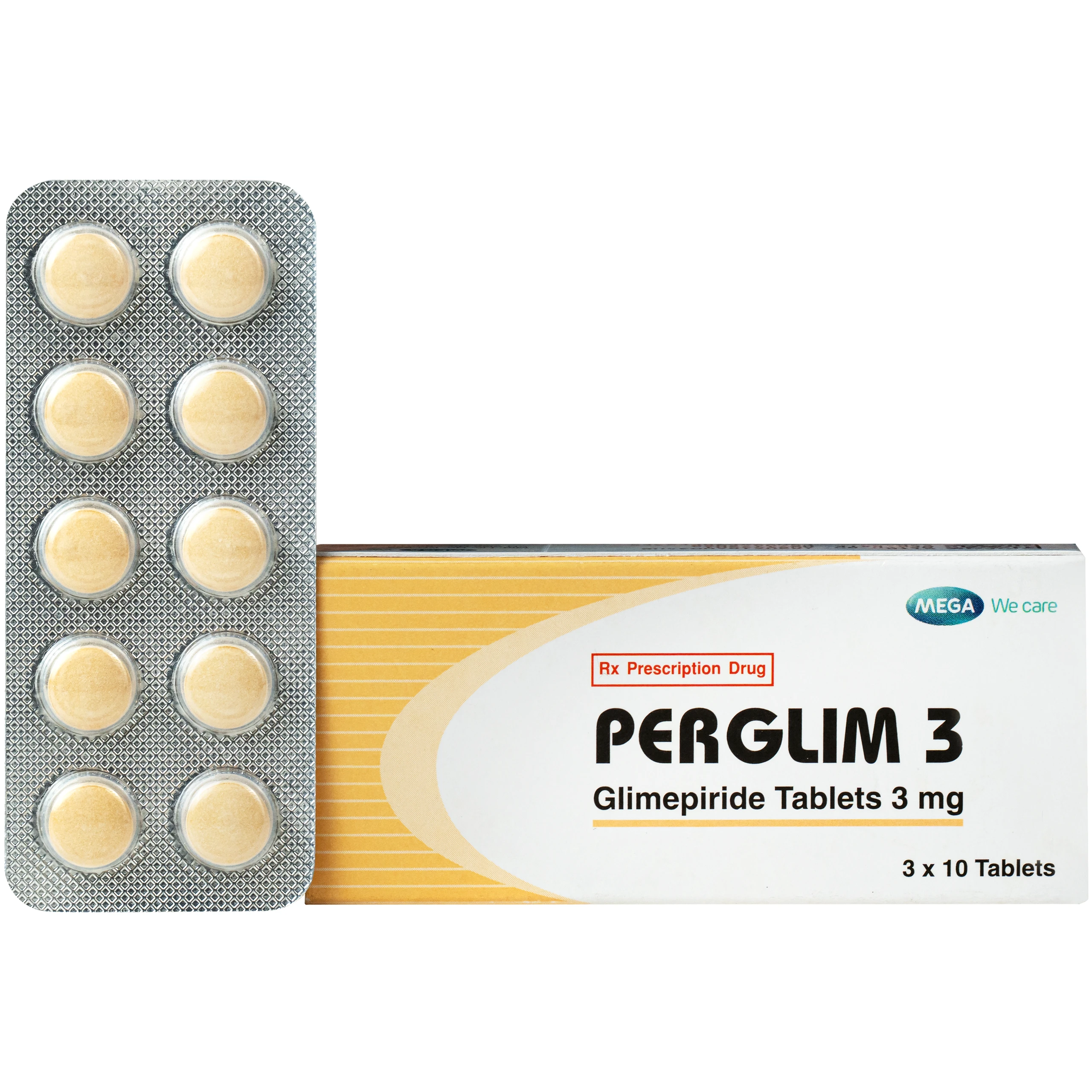 Thuốc Perglim 3mg Mega kiểm soát đường huyết ở bệnh nhân đái tháo đường type 2 (3 vỉ x 10 viên) 1