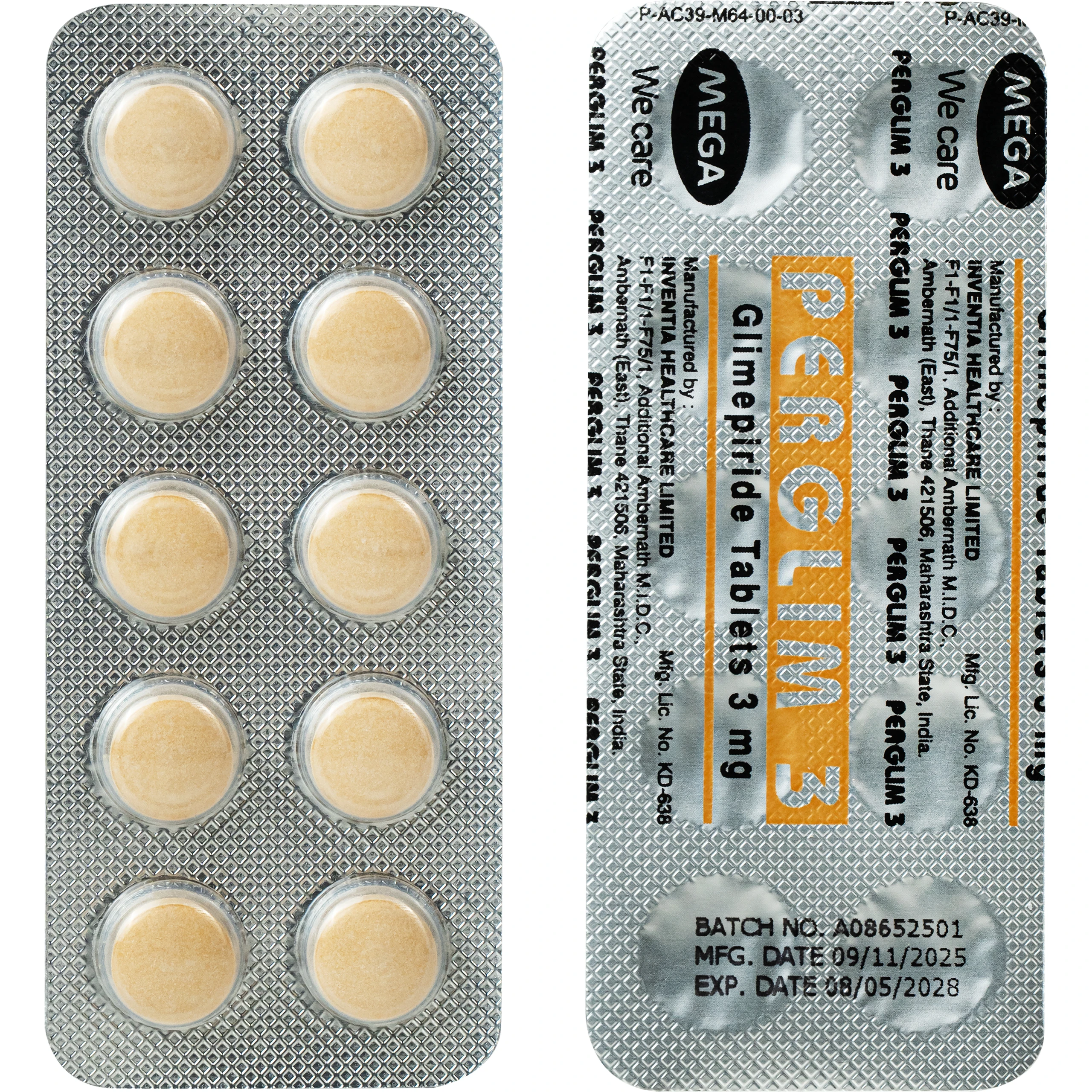 Thuốc Perglim 3mg Mega kiểm soát đường huyết ở bệnh nhân đái tháo đường type 2 (3 vỉ x 10 viên) 5