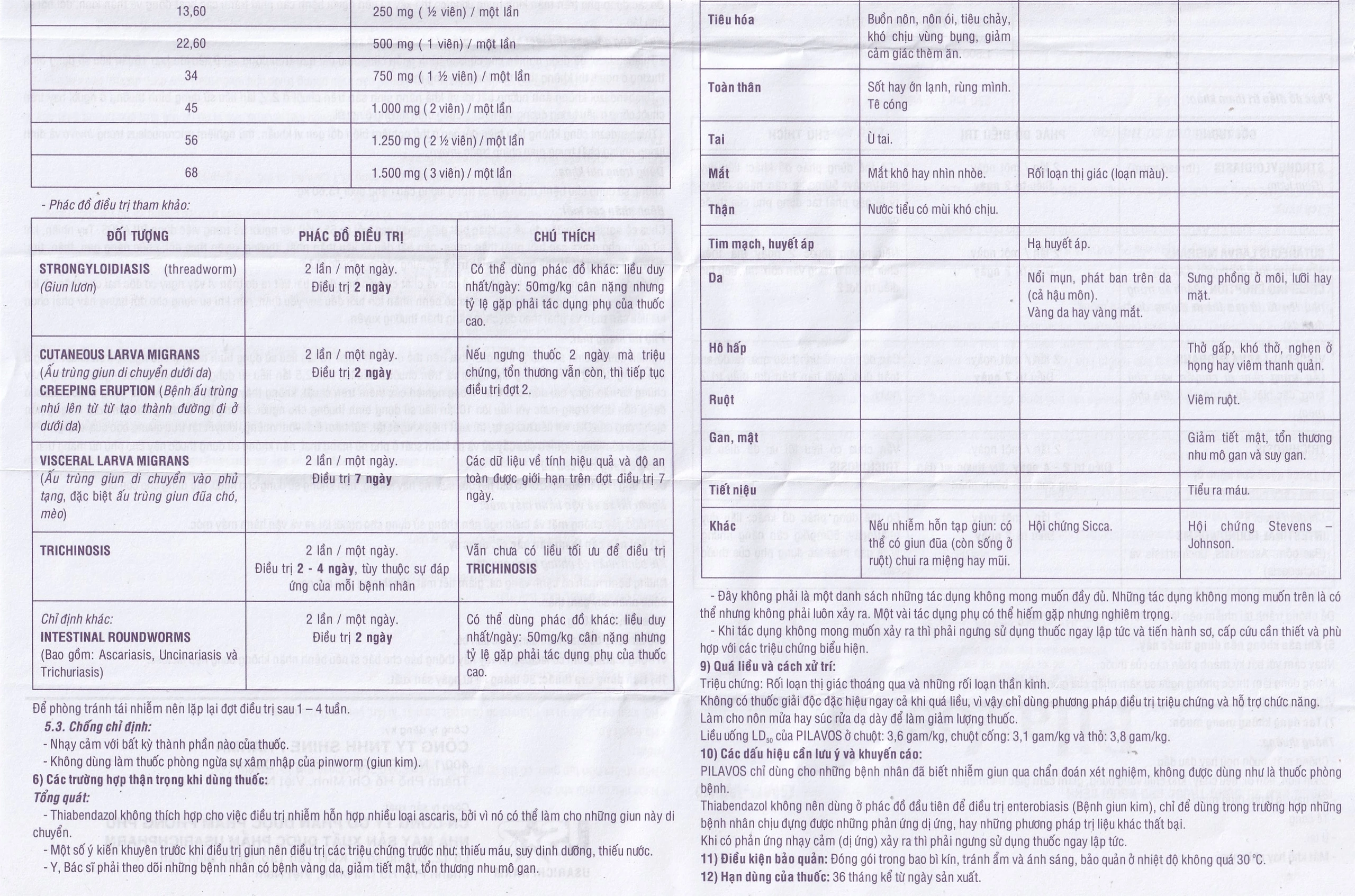 Thuốc Pilavos 500mg Usarichpharm điều trị bệnh giun lươn, ấu trùng giun di chuyển dưới da (7 vỉ x 4 viên)