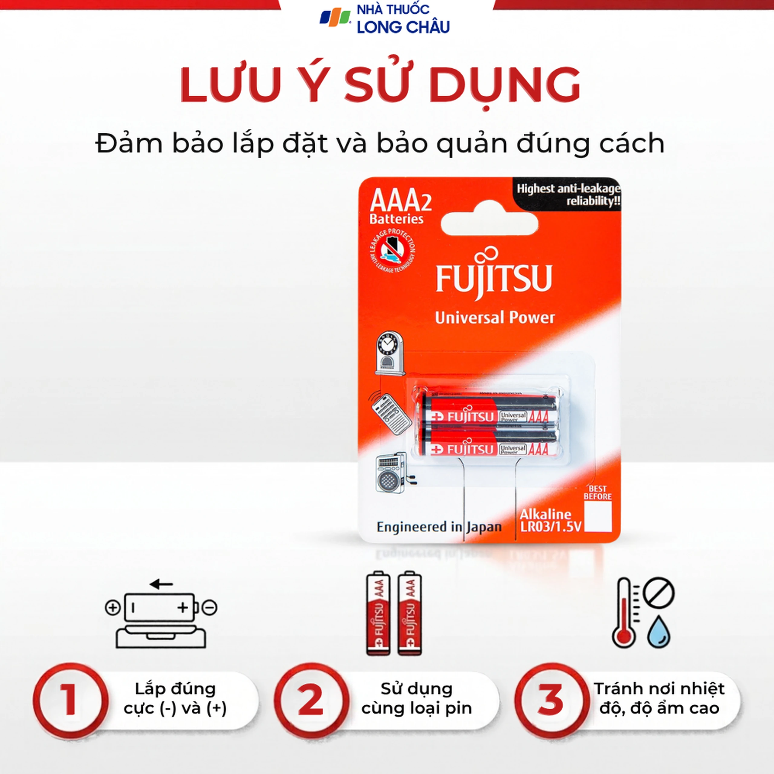 Pin Fujitsu Alkaline LR03 (2B) AAA FU-W-FI (vỉ 2 viên) dùng cho các thiết bị điện tử 5