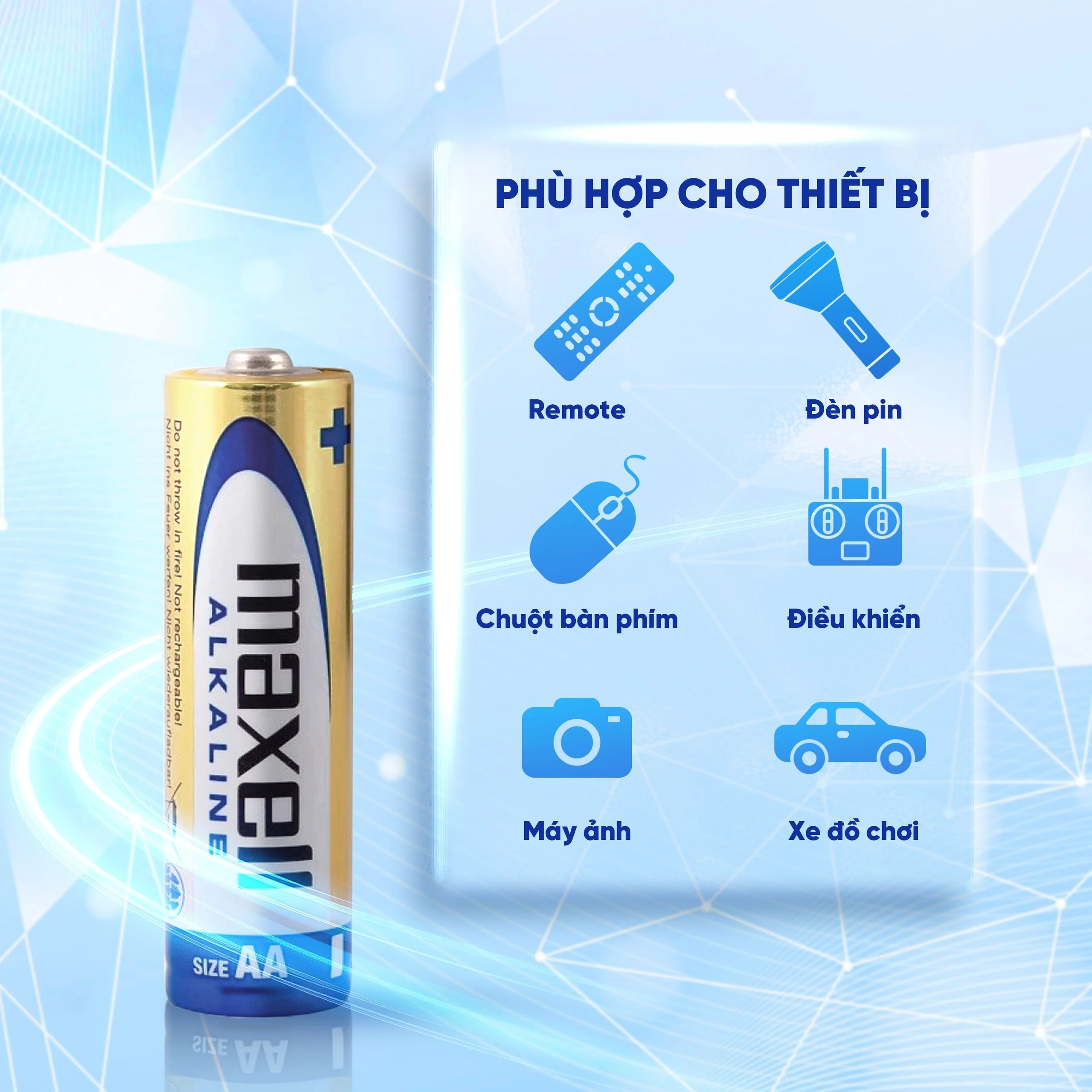 Pin kiềm Maxell super alkaline AA LR6(GD) (vỉ 6 viên) dùng cho các thiết bị điện tử