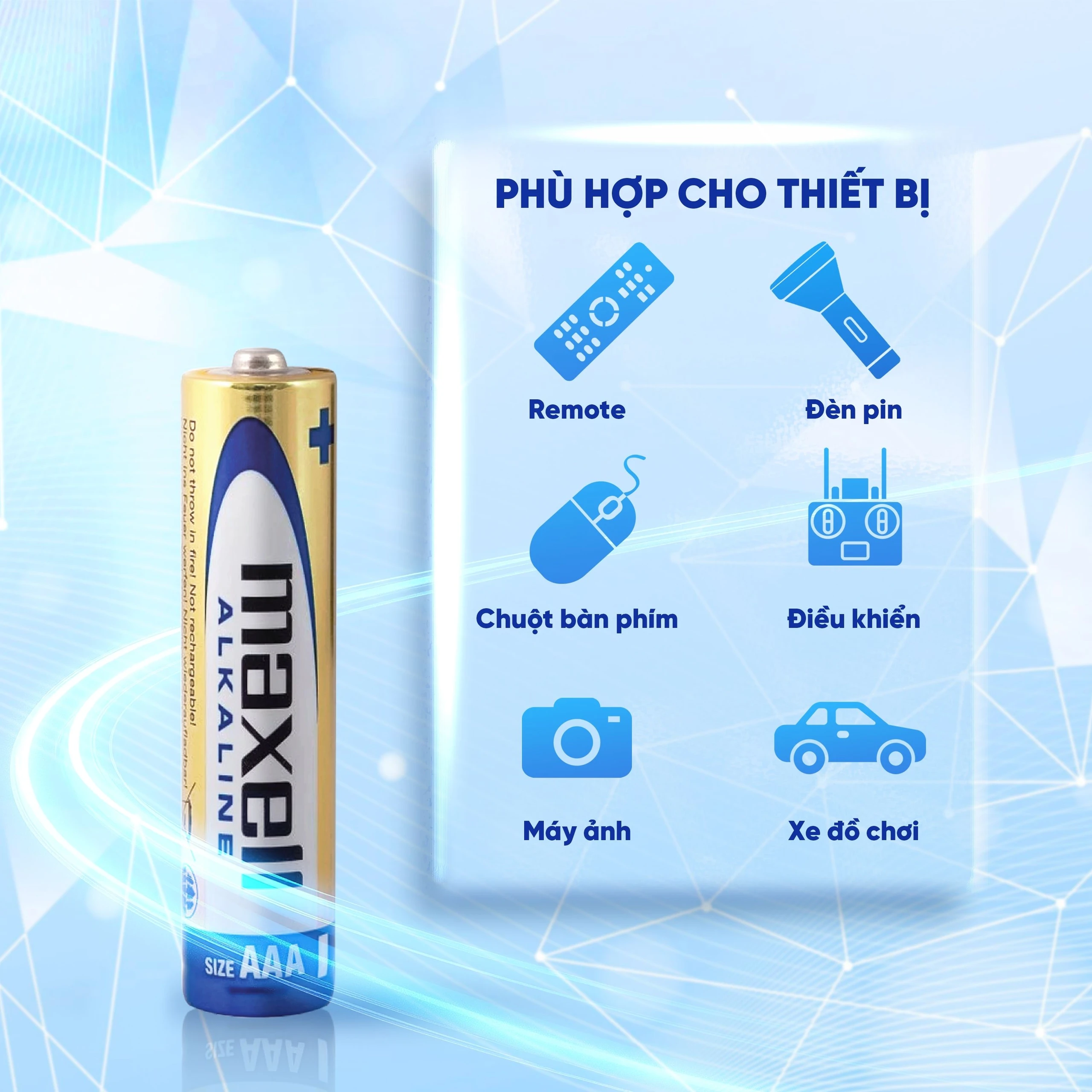 Pin kiềm Maxell super alkaline AAA LR3(GD) (vỉ 6 viên) dùng cho các thiết bị điện tử