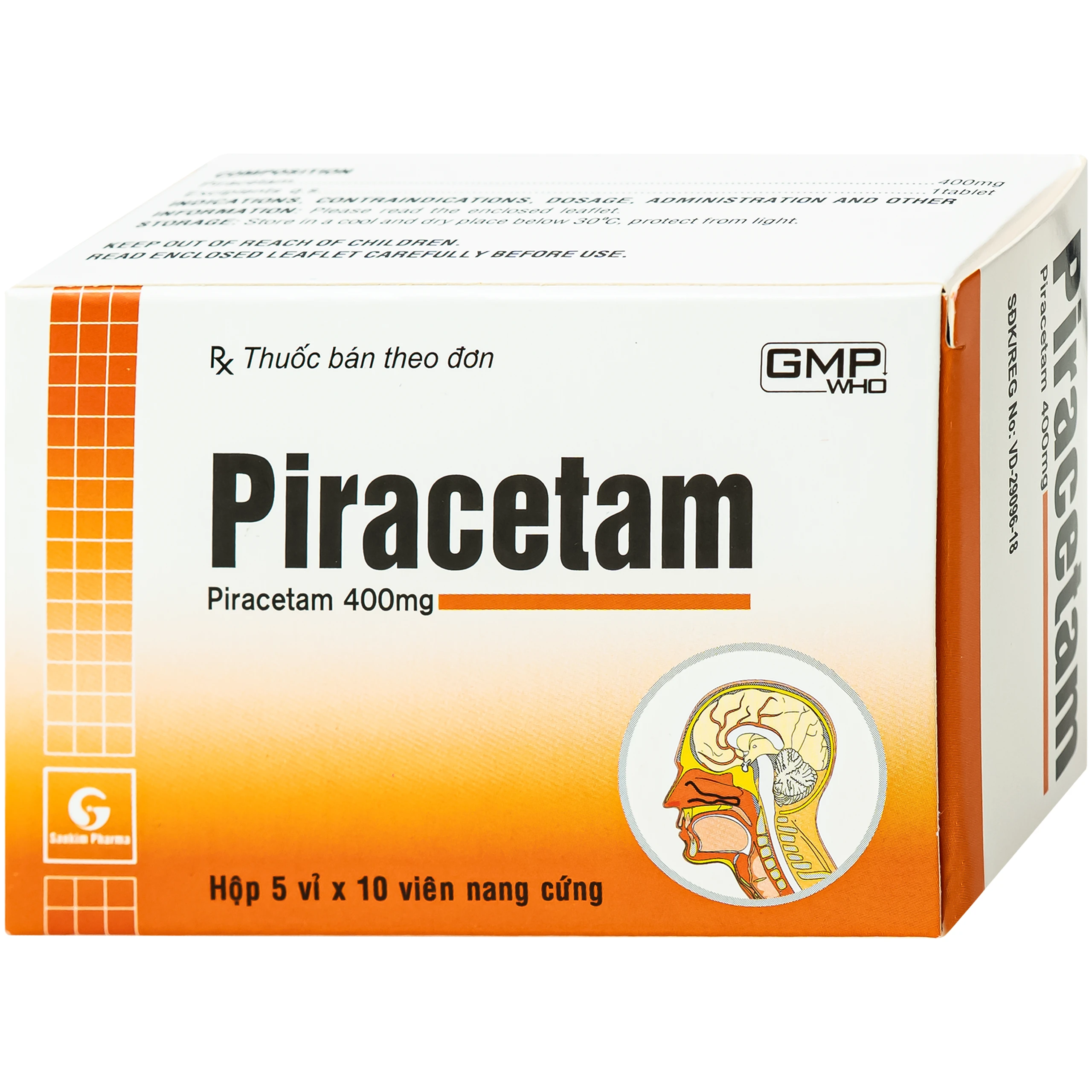 Thuốc Piracetam 400mg Sao Kim điều trị triệu chứng chóng mặt, suy giảm trí nhớ (5 vỉ x 10 viên) 2