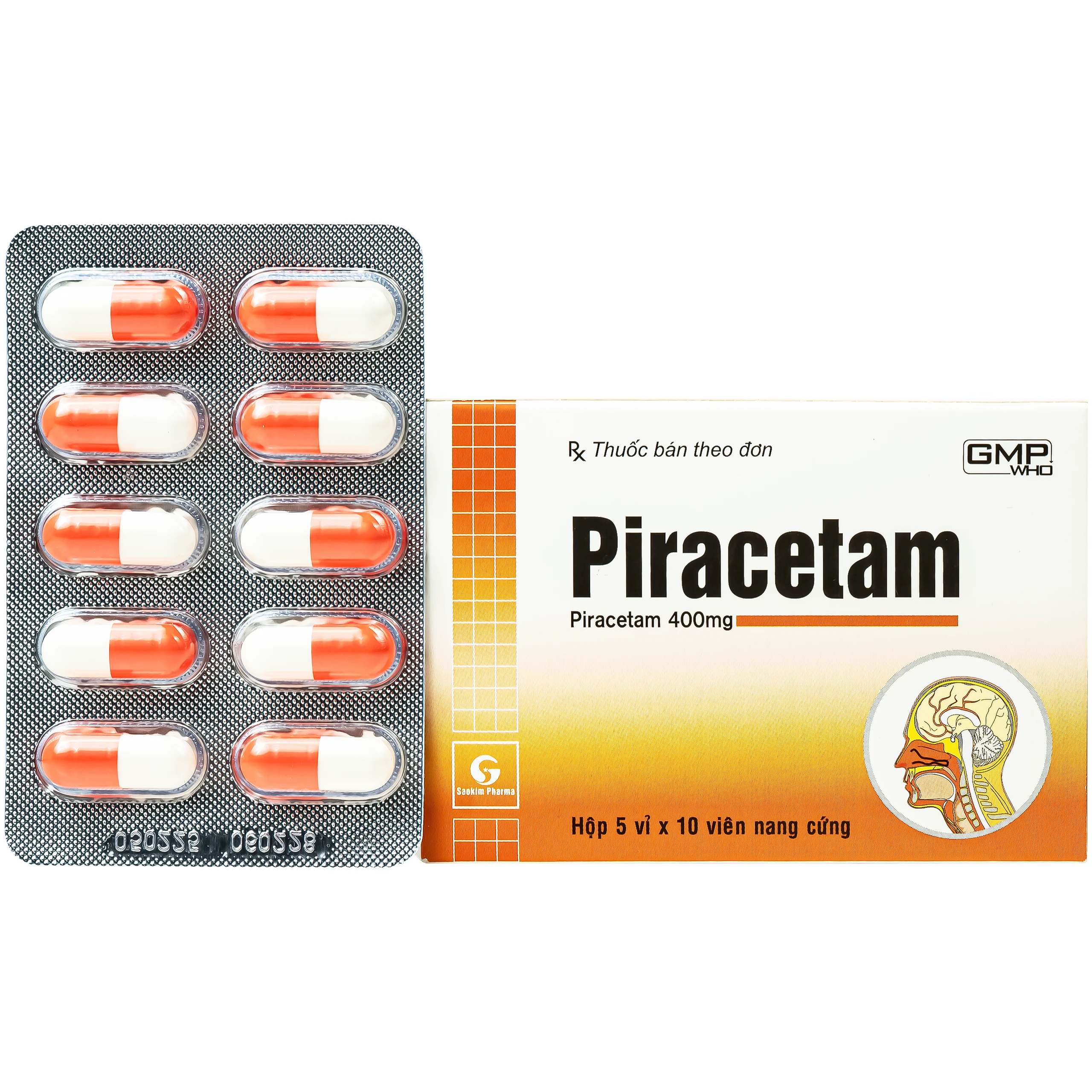 Thuốc Piracetam 400mg Sao Kim điều trị triệu chứng chóng mặt, suy giảm trí nhớ (5 vỉ x 10 viên) 1