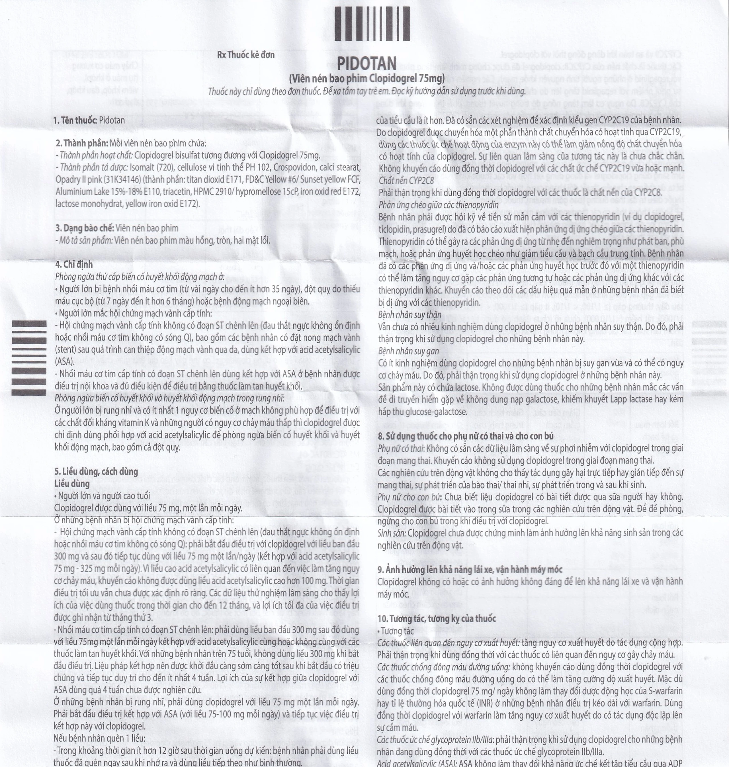 Thuốc Pidotan 75mg One Pharma phòng ngừa huyết khối động mạch và rung nhĩ (4 vỉ x 7 viên)