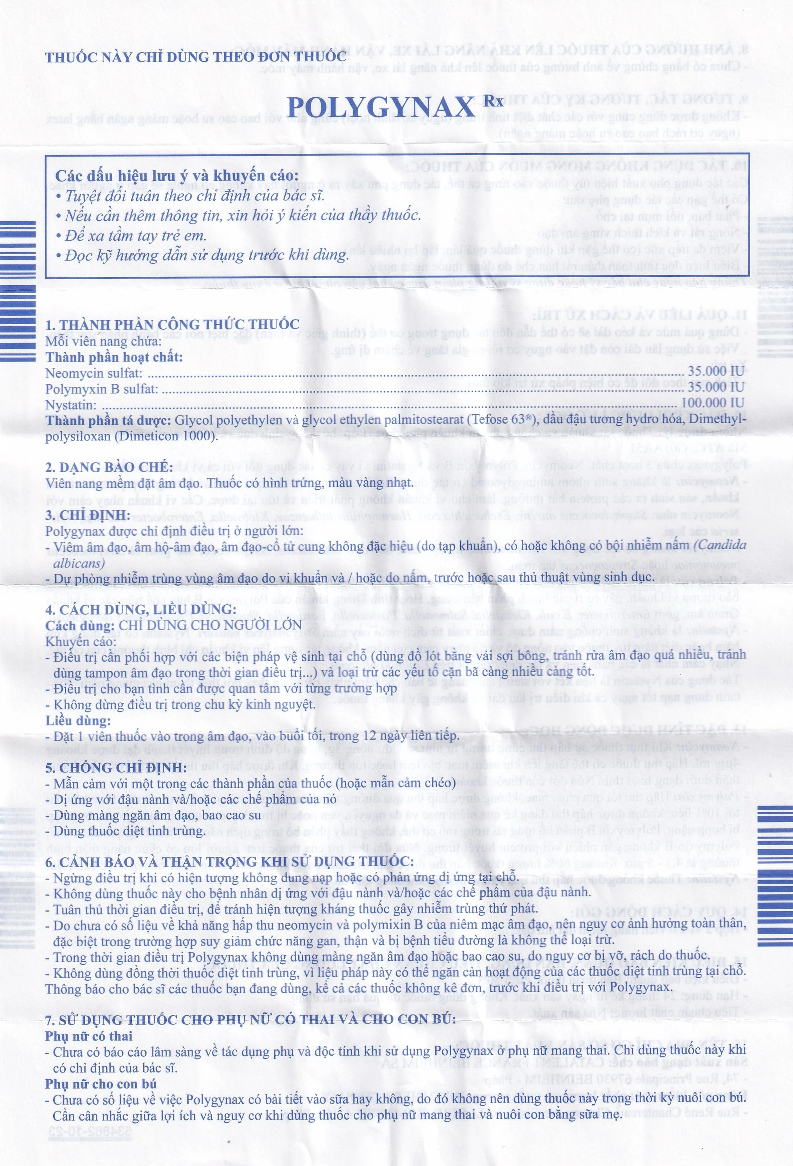 Viên đặt âm đạo Polygynax Innothera Chouzy điều trị viêm âm đạo, âm hộ - âm đạo (2 vỉ x 6 viên)