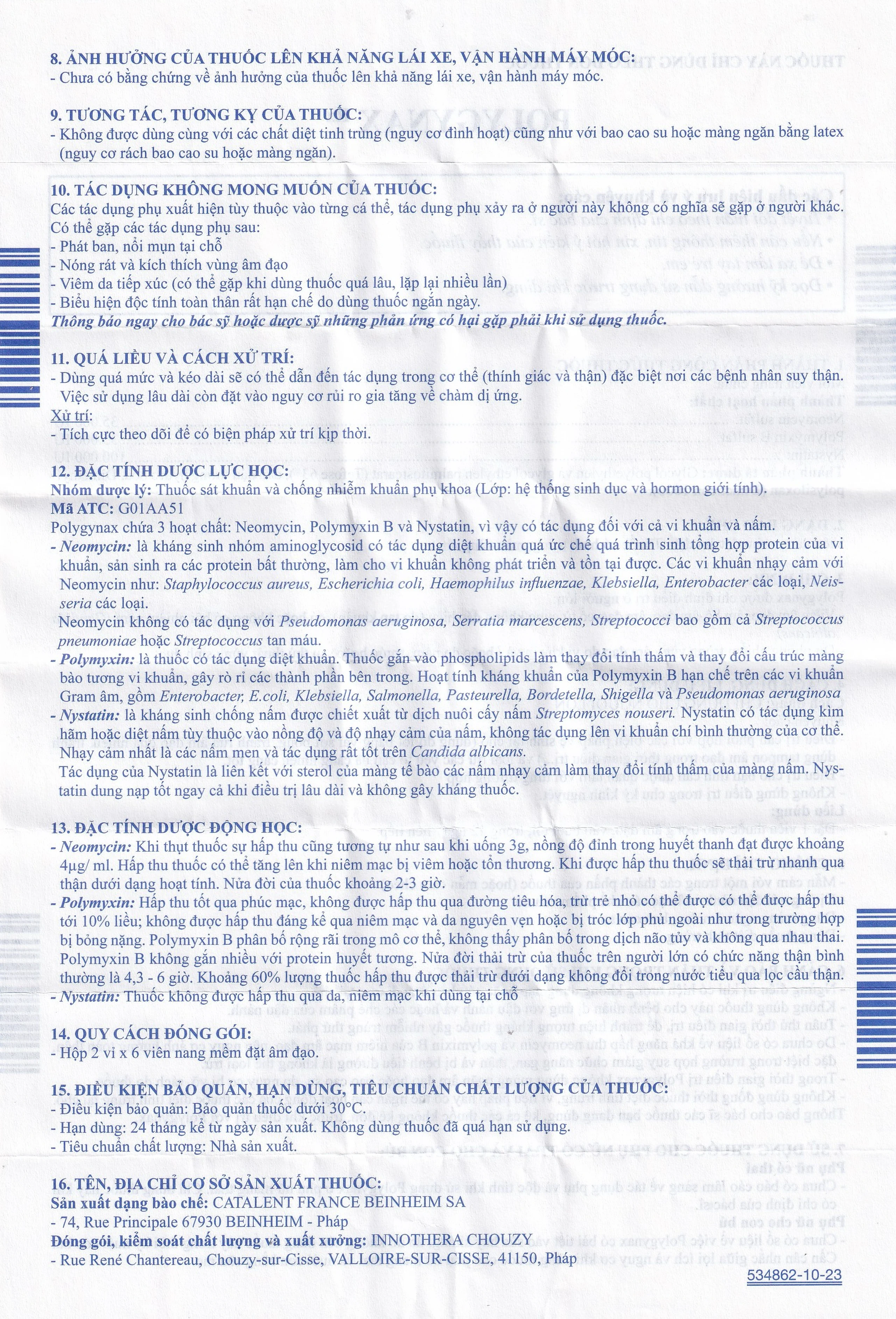 Viên đặt âm đạo Polygynax Innothera Chouzy điều trị viêm âm đạo, âm hộ - âm đạo (2 vỉ x 6 viên)