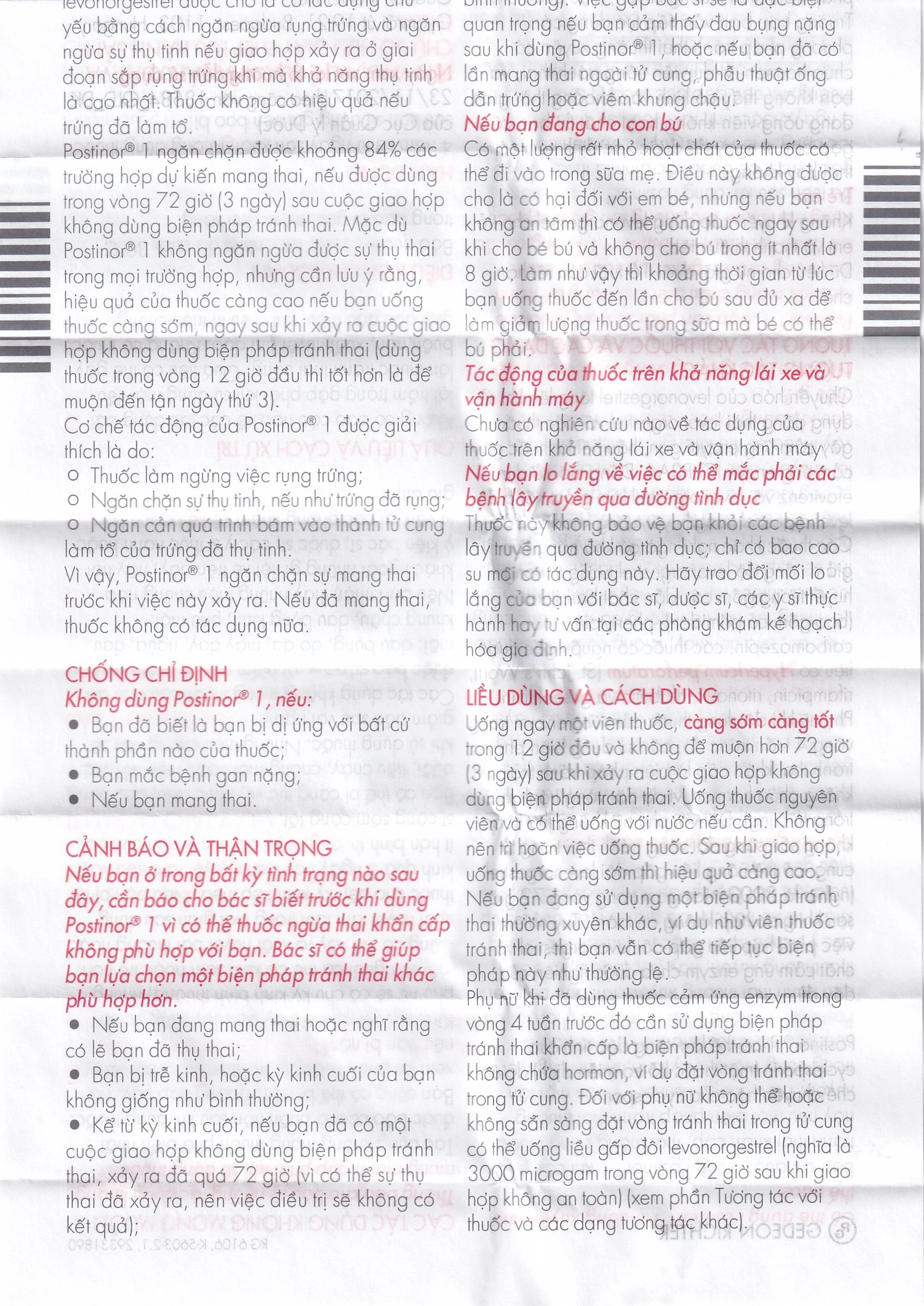 Thuốc Postinor 1 Gedeon dùng tránh thai khẩn cấp trong vòng 72 giờ sau giao hợp (1 viên)