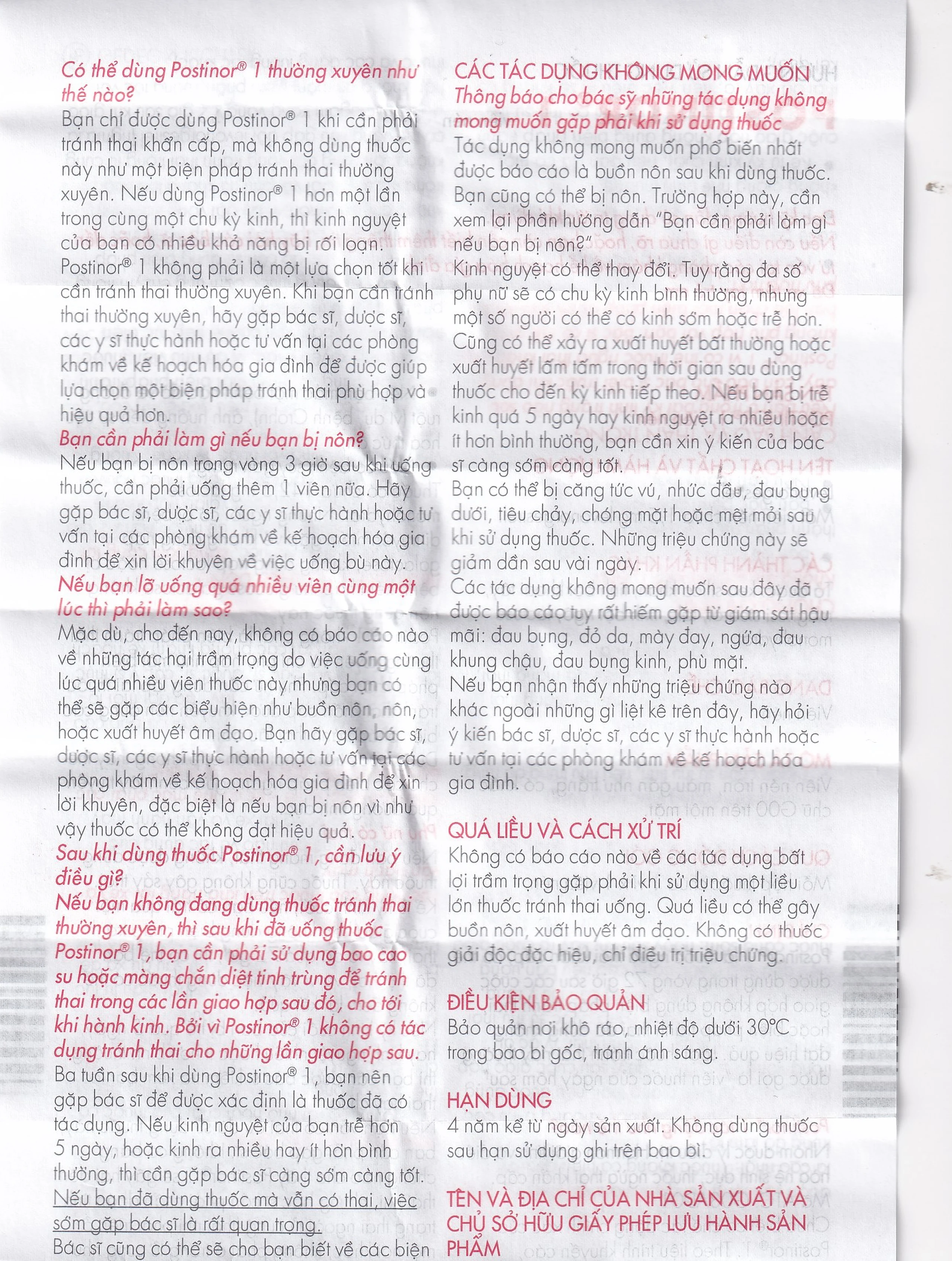 Thuốc Postinor 1 Gedeon dùng tránh thai khẩn cấp trong vòng 72 giờ sau giao hợp (1 viên)