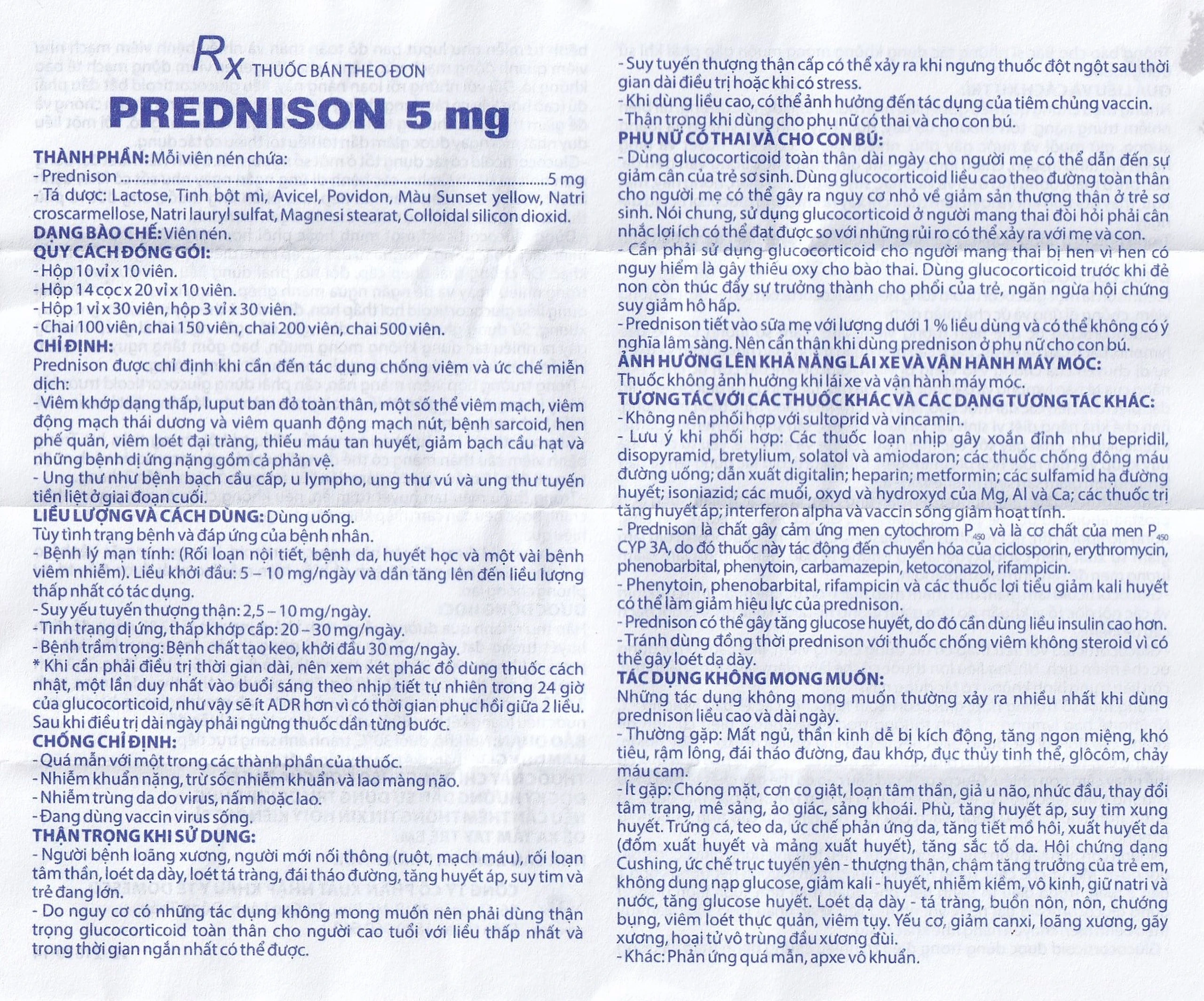 Thuốc Prednison 5mg Domesco điều trị viêm khớp dạng thấp (10 vỉ x 10 viên)