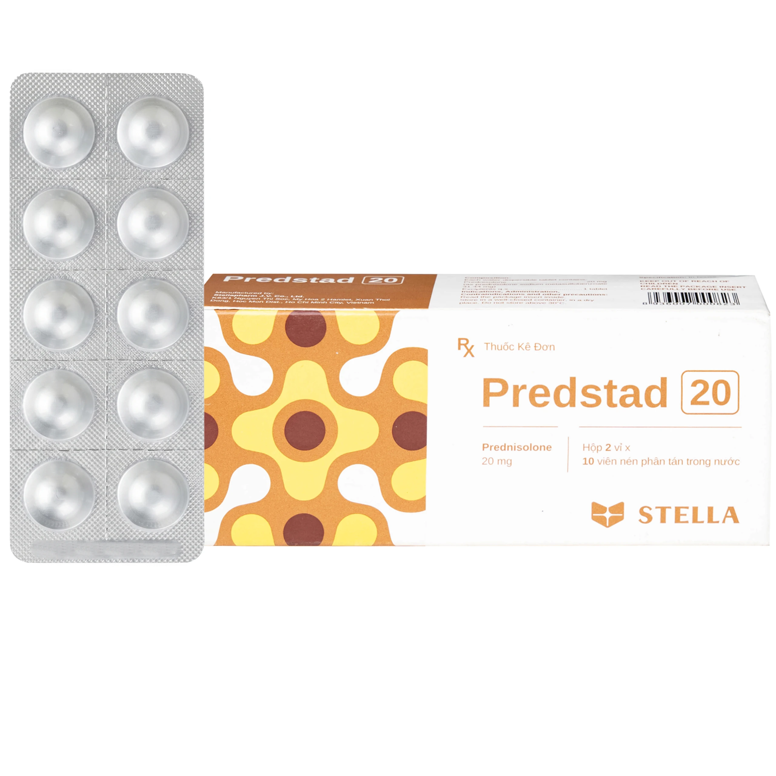 Thuốc Predstad 20mg Stella điều trị hoặc ức chế các rối loạn do viêm và dị ứng (2 vỉ x 10 viên)  1