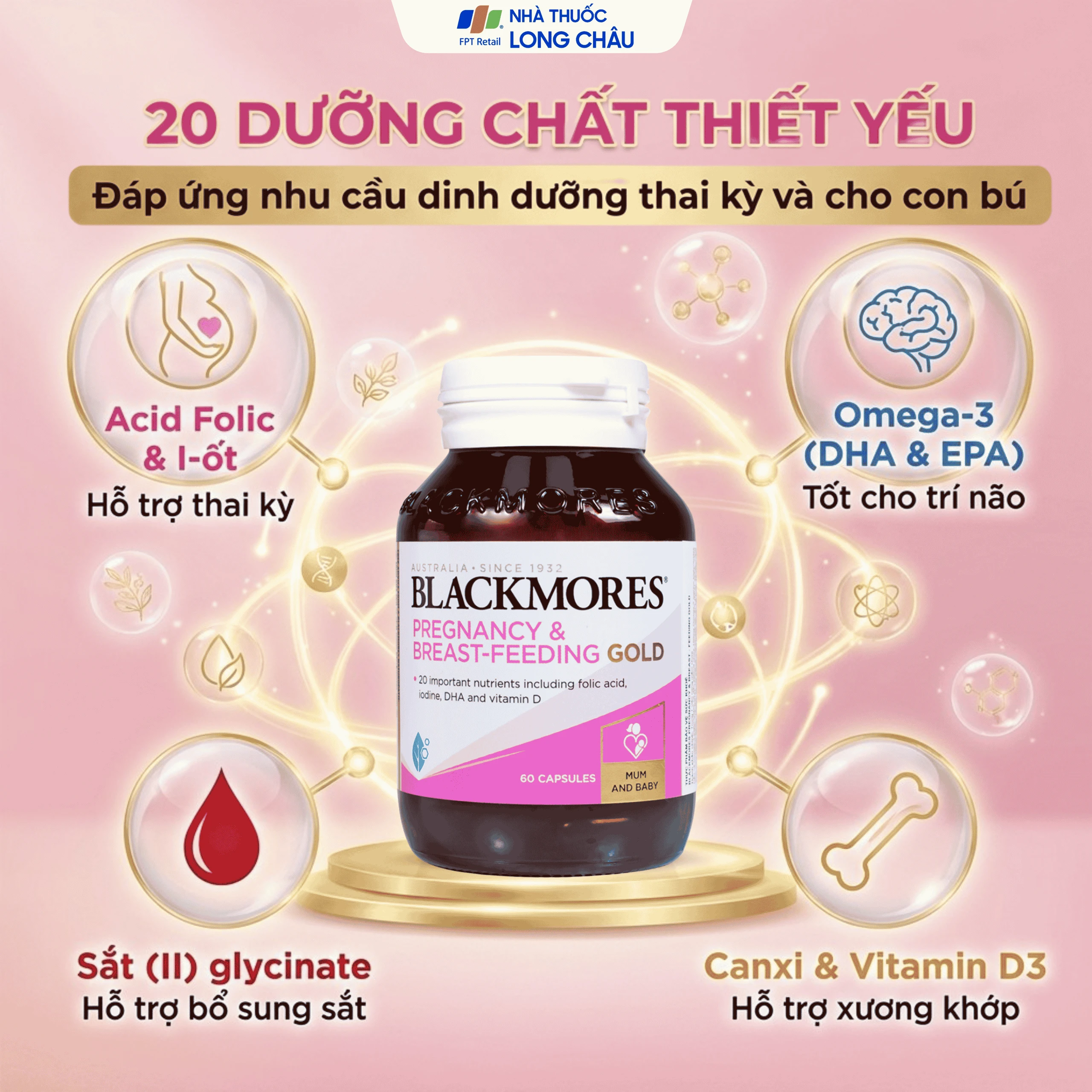 Viên hỗ trợ sức khỏe phụ nữ mang thai Blackmores Pregnancy & Breast - Feeding Gold (60 viên) 3