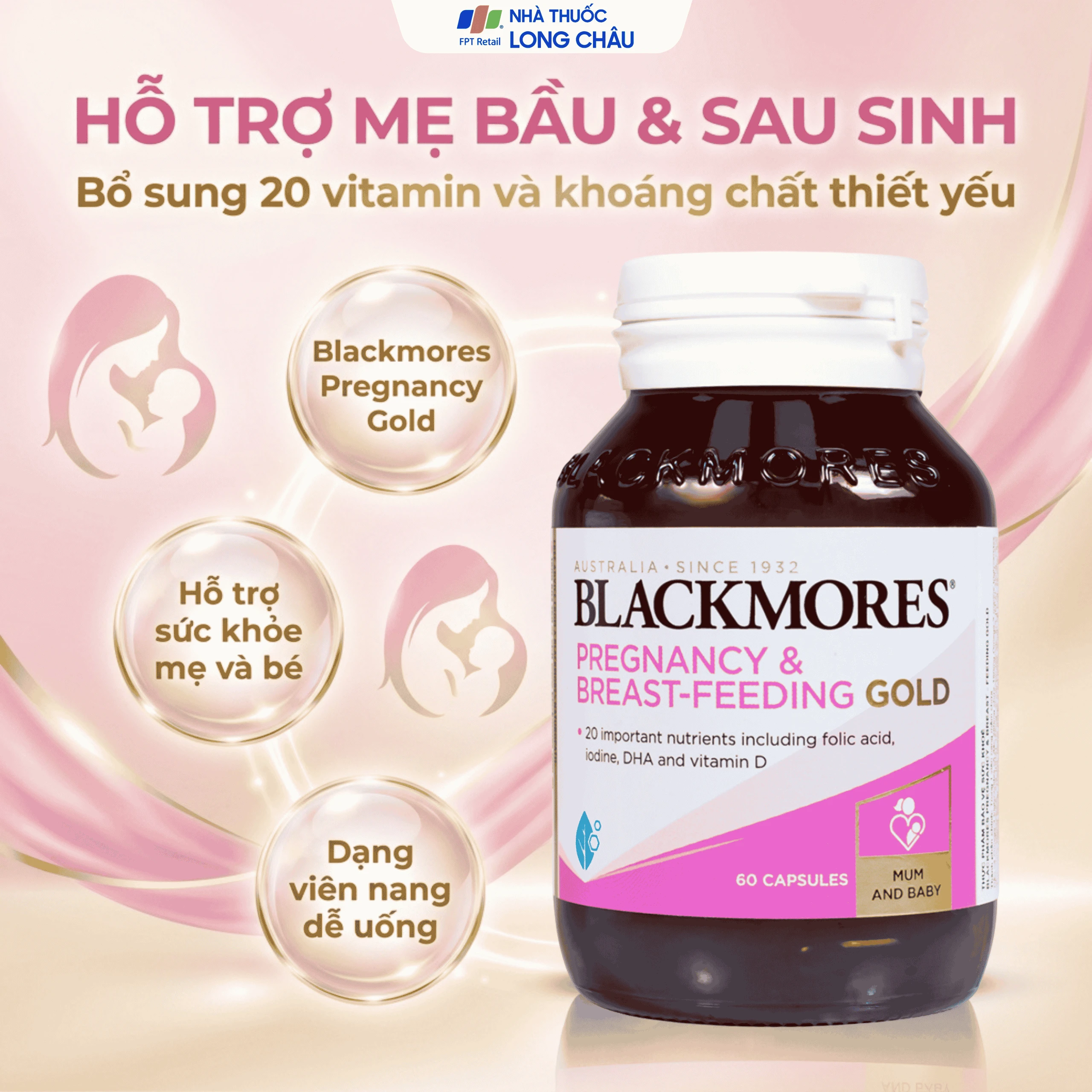 Viên hỗ trợ sức khỏe phụ nữ mang thai Blackmores Pregnancy & Breast - Feeding Gold (60 viên) 2