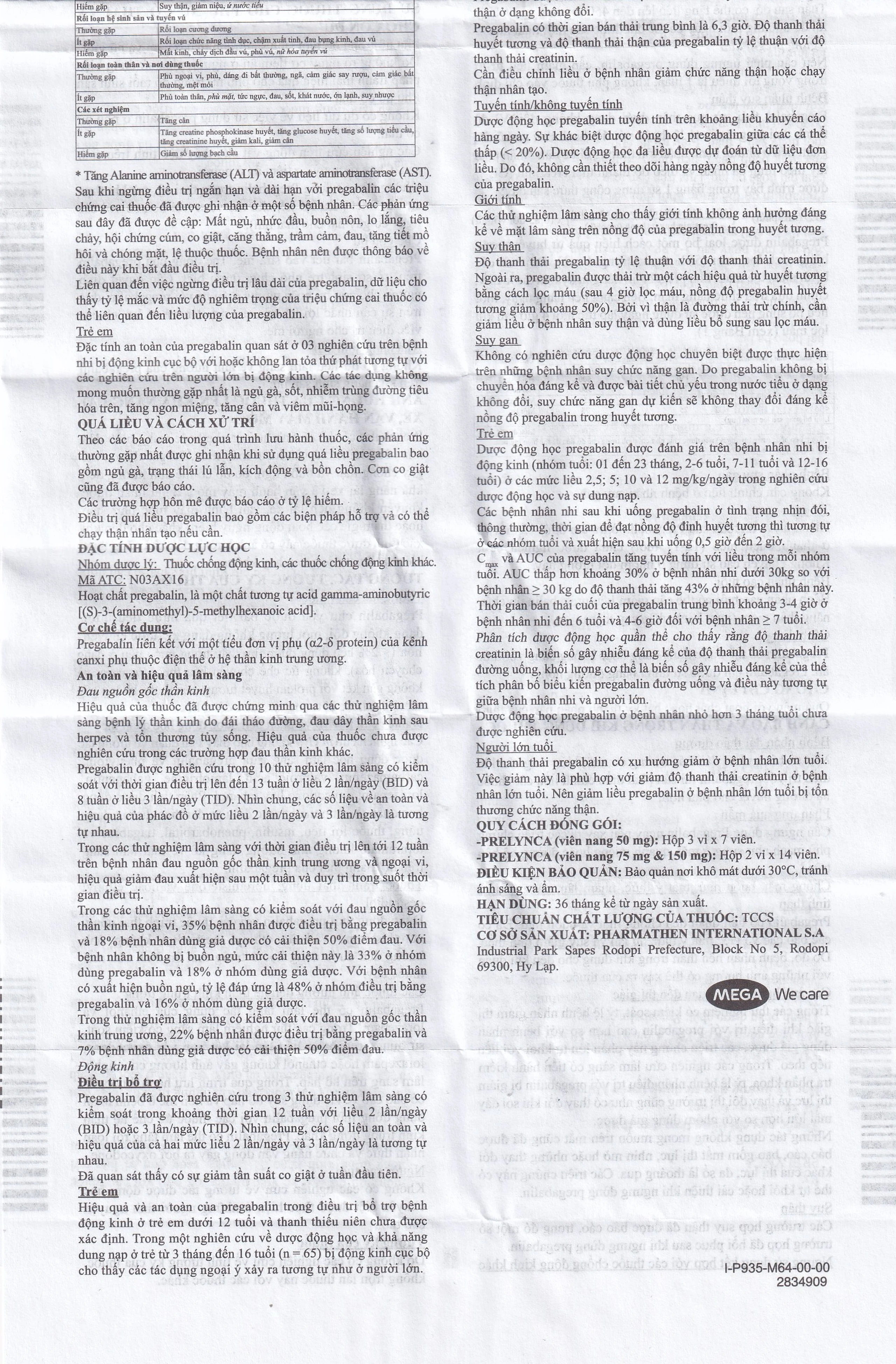 Thuốc Prelynca 150mg Trị rối loạn lo âu lan tỏa, hỗ trợ động kinh cục bộ (2 vỉ x 14 viên)