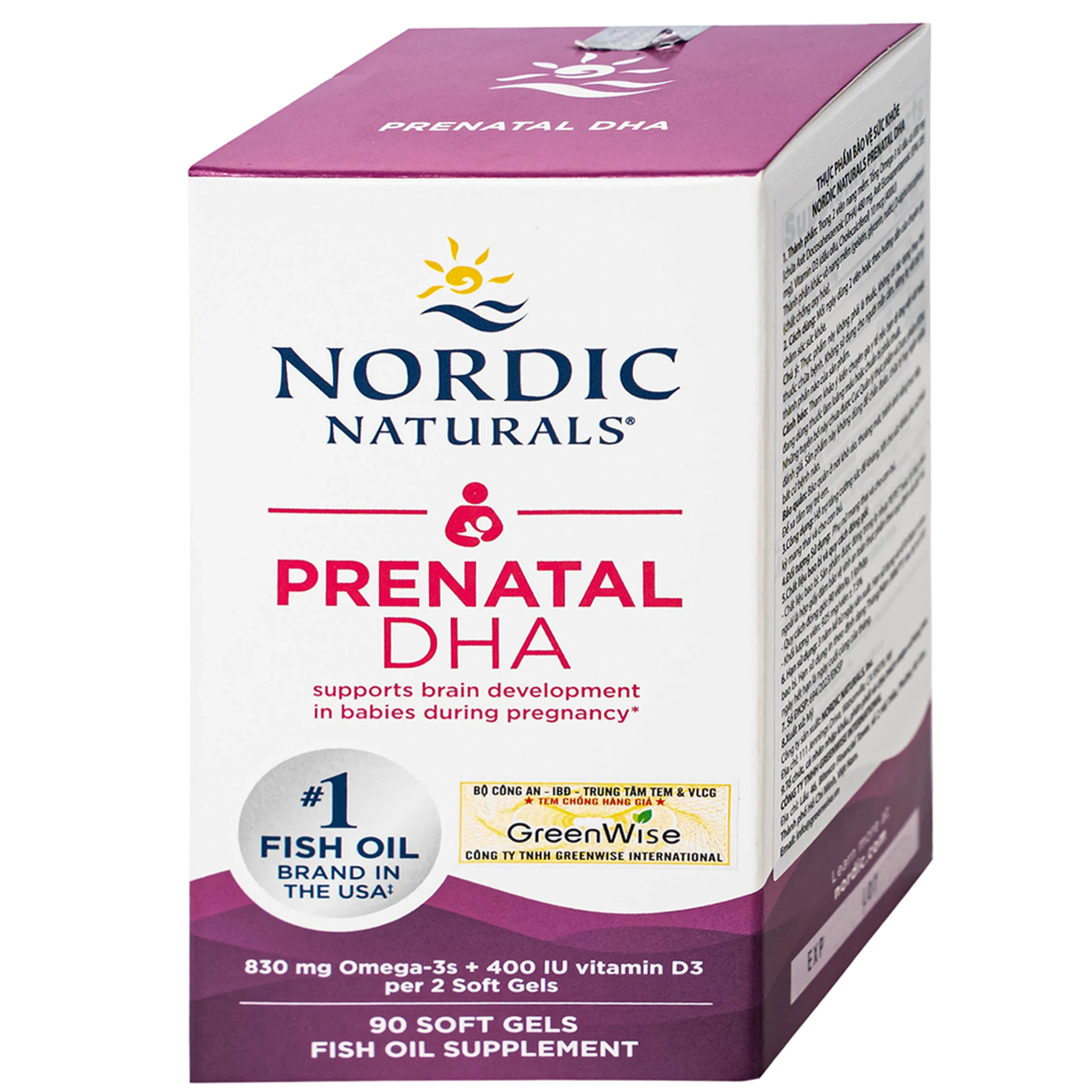 Viên uống cho phụ nữ mang thai và cho con bú Nordic Naturals Prenatal DHA (90 viên)
