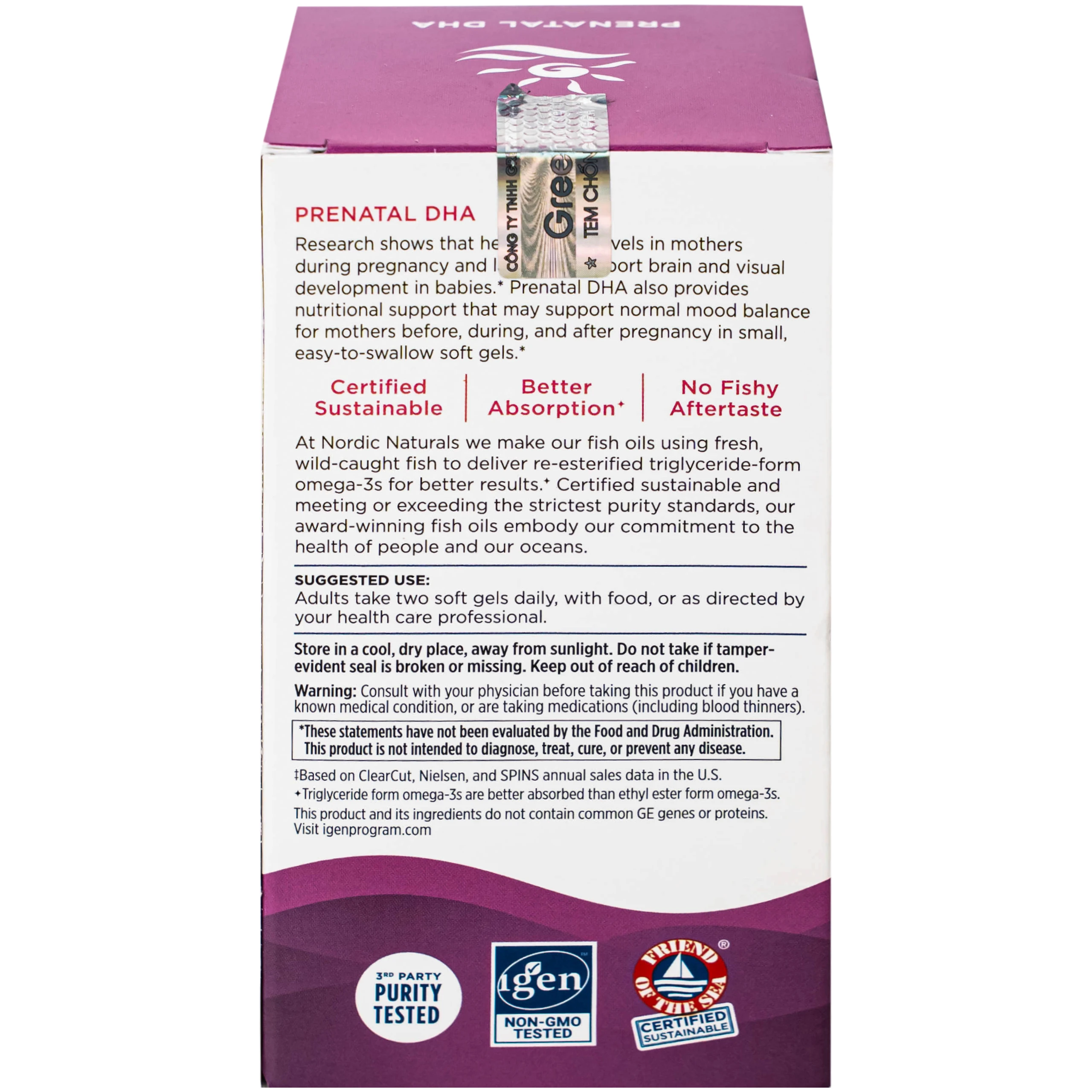 Viên uống cho phụ nữ mang thai và cho con bú Nordic Naturals Prenatal DHA (90 viên)