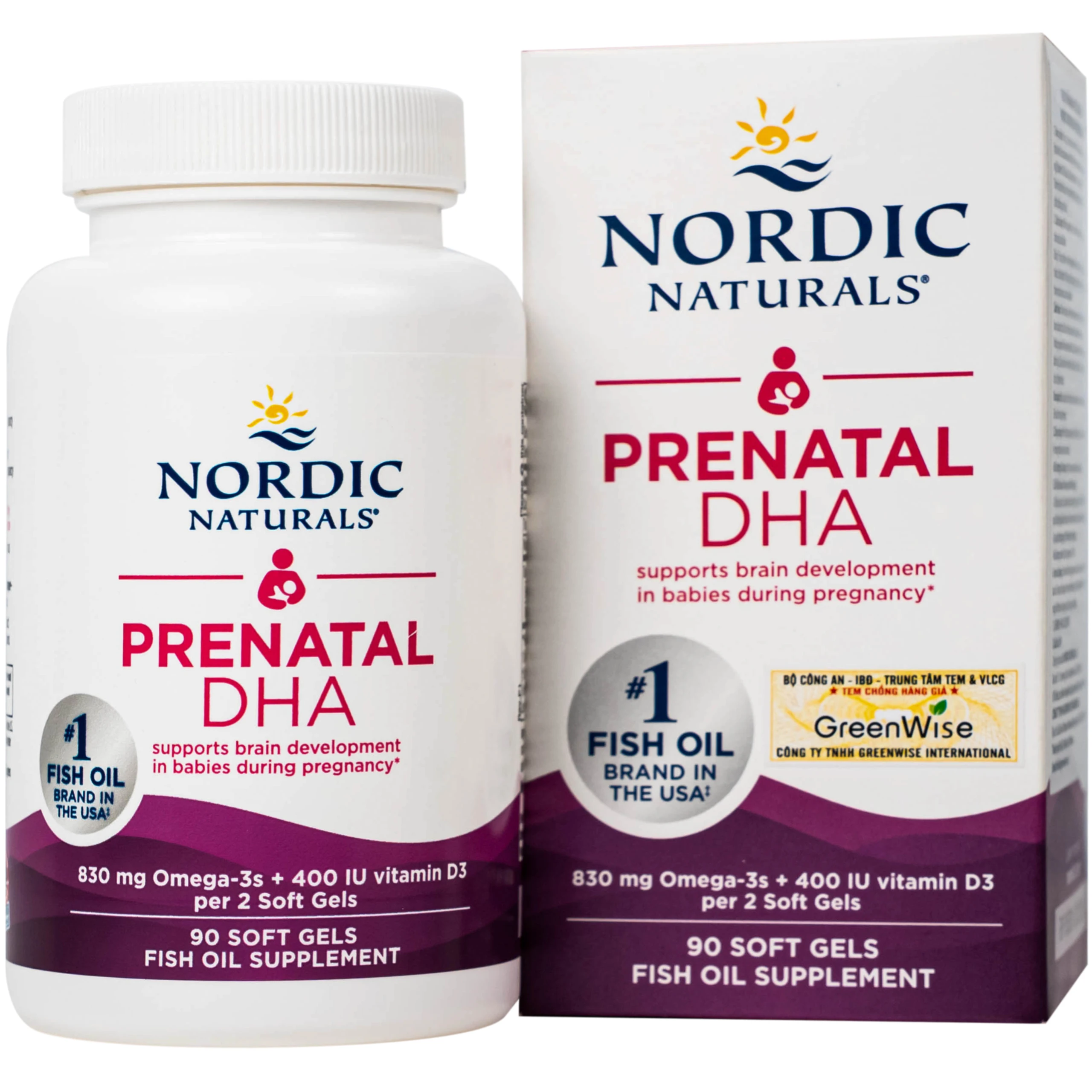 Viên uống cho phụ nữ mang thai và cho con bú Nordic Naturals Prenatal DHA (90 viên)