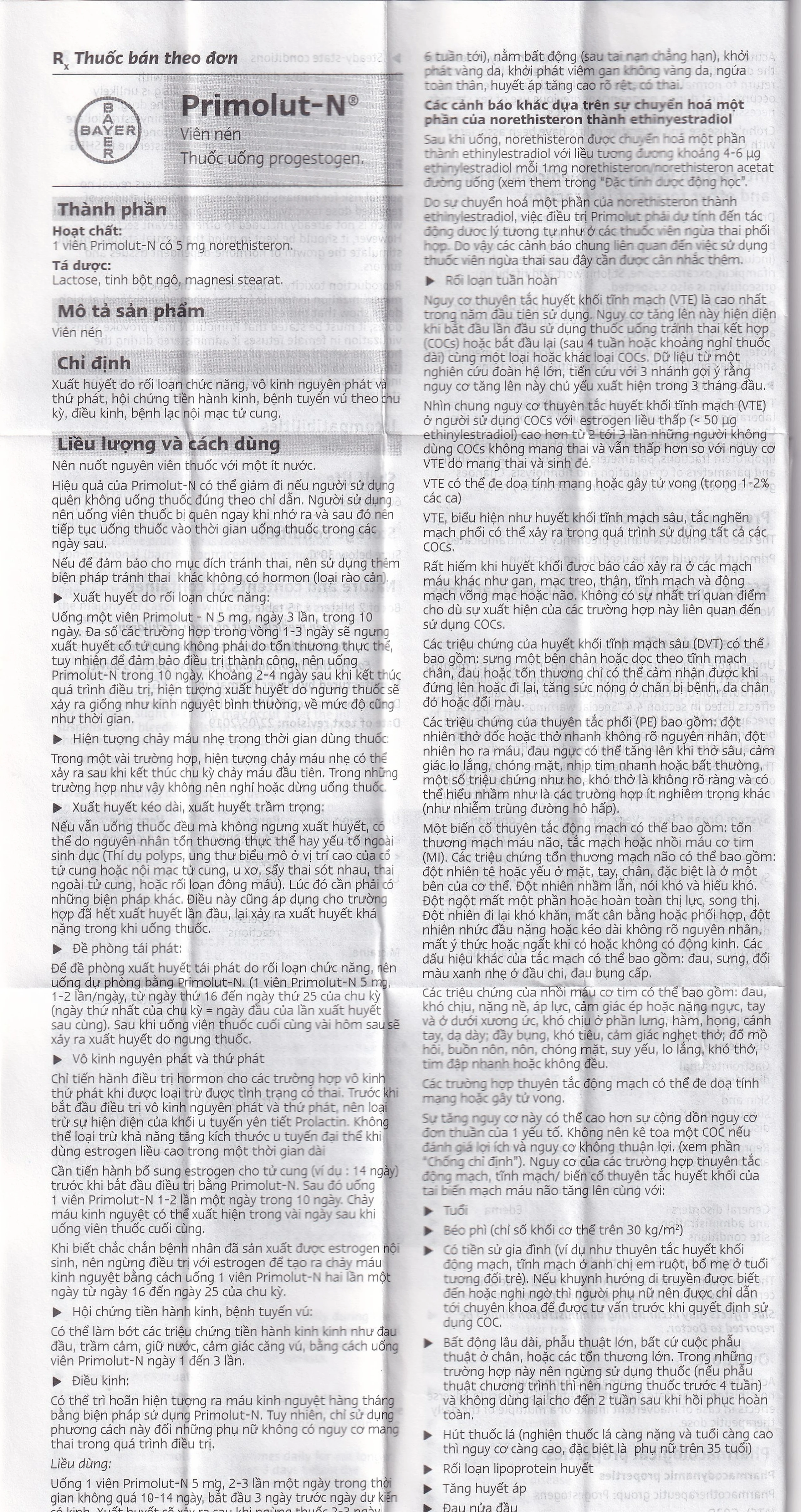 Thuốc Primolut N Bayer điều trị xuất huyết do rối loạn chức năng, vô kinh (2 vỉ x 15 viên)