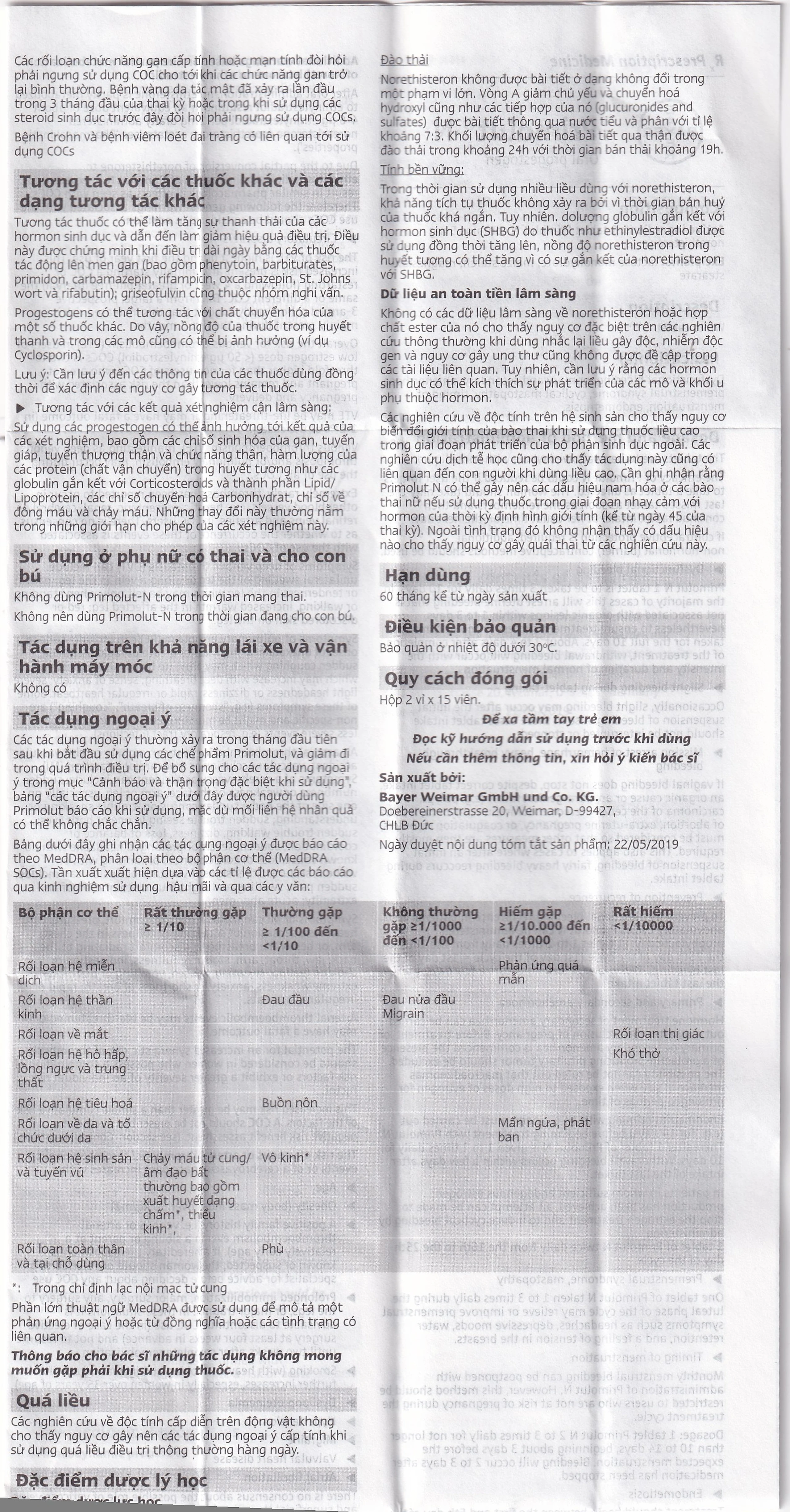 Thuốc Primolut N Bayer điều trị xuất huyết do rối loạn chức năng, vô kinh (2 vỉ x 15 viên)