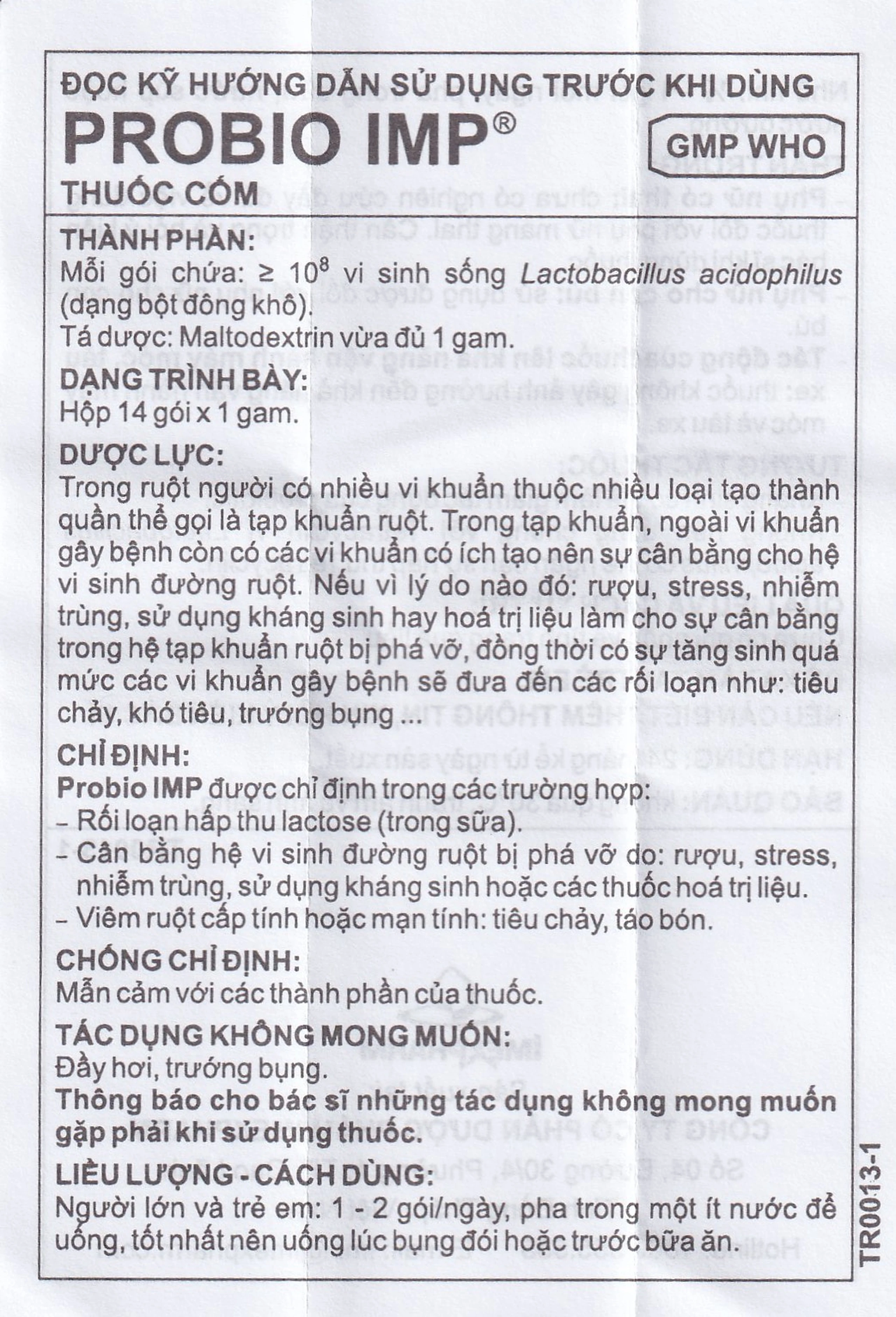 Thuốc cốm Probio IMP bổ sung vi khuẩn có ích ở ruột (14 gói x 1g)