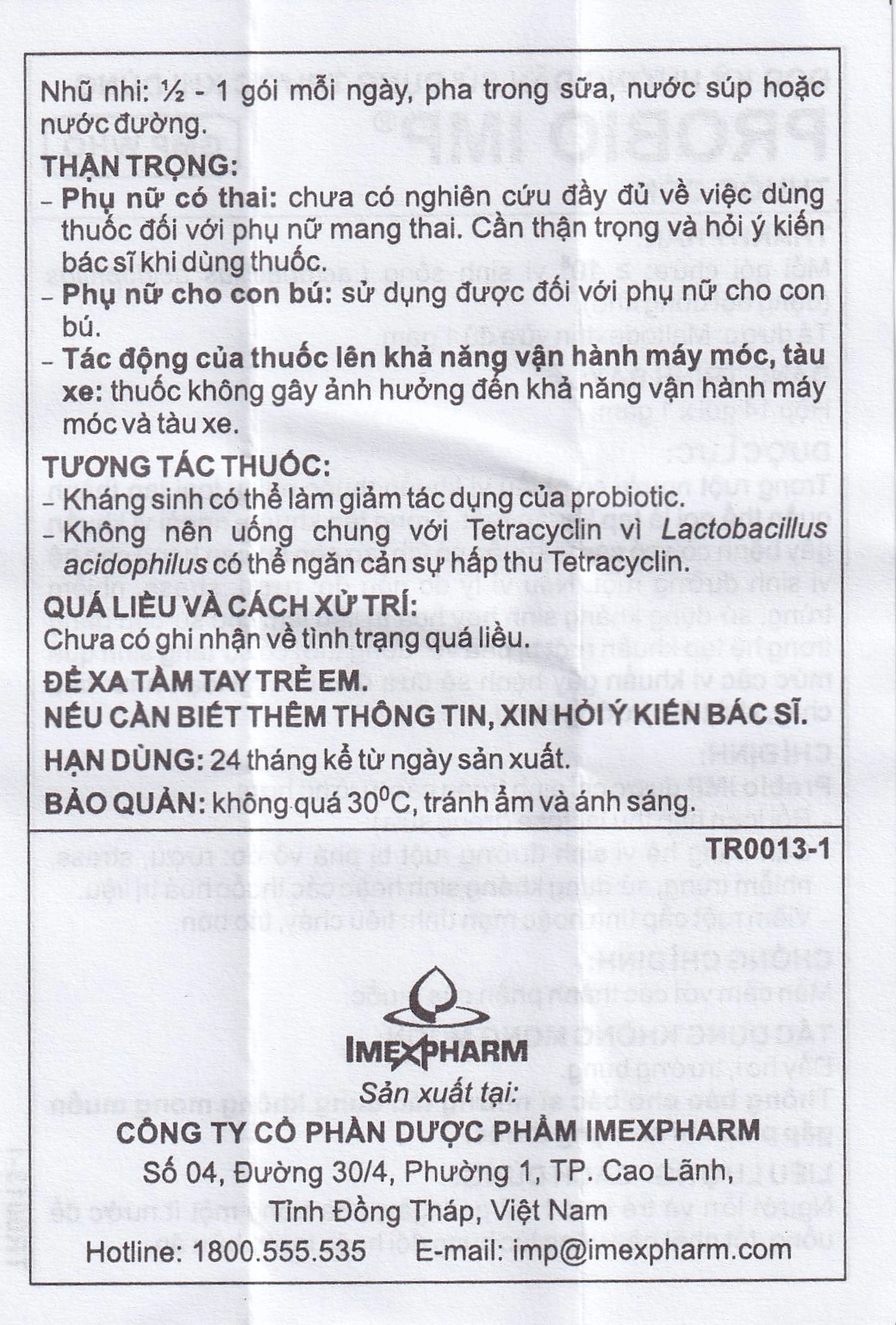 Thuốc cốm Probio IMP bổ sung vi khuẩn có ích ở ruột (14 gói x 1g)