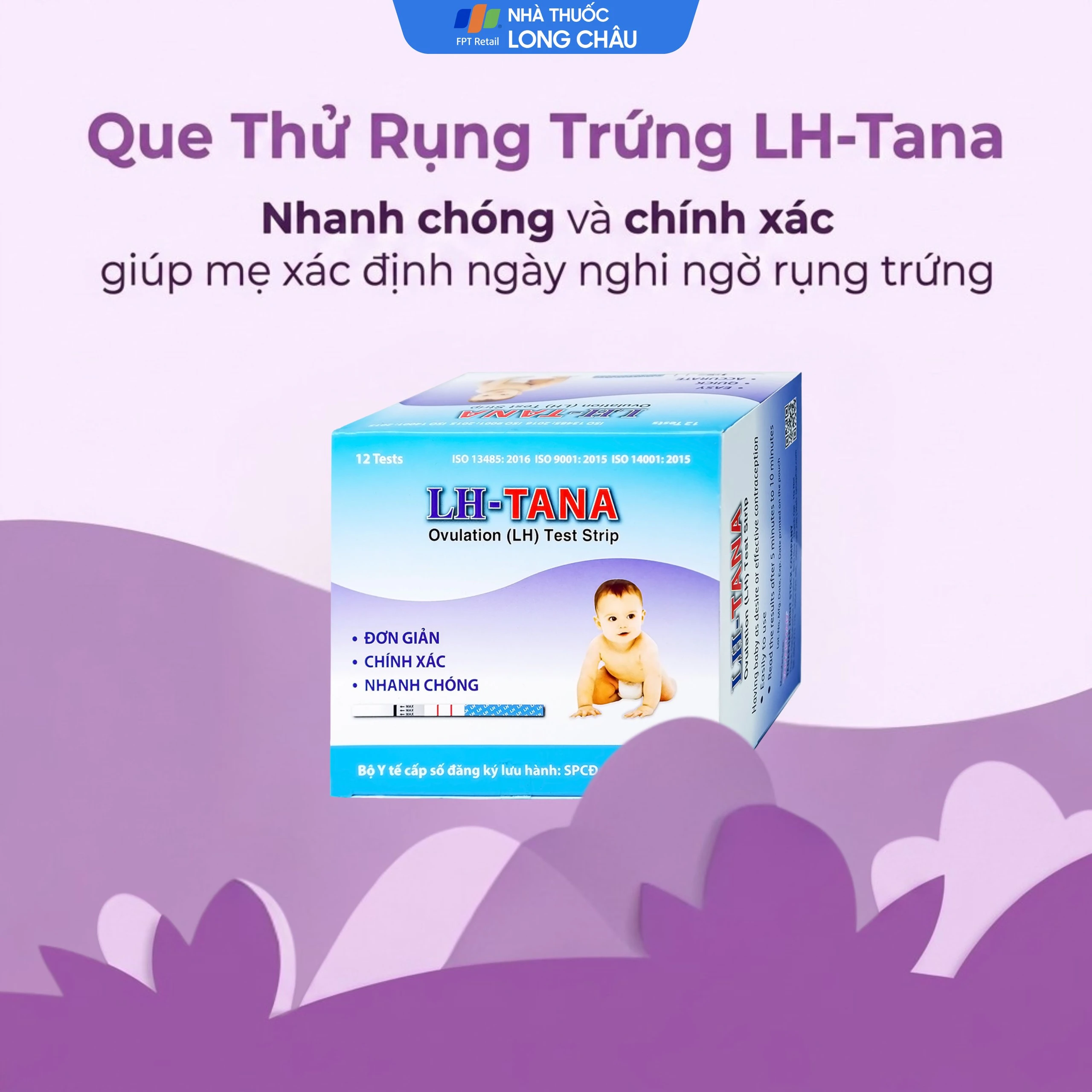 Que thử rụng trứng LH-Tana (12 cái) dùng xác định ngày rụng trứng nhanh chóng, đơn giản 2