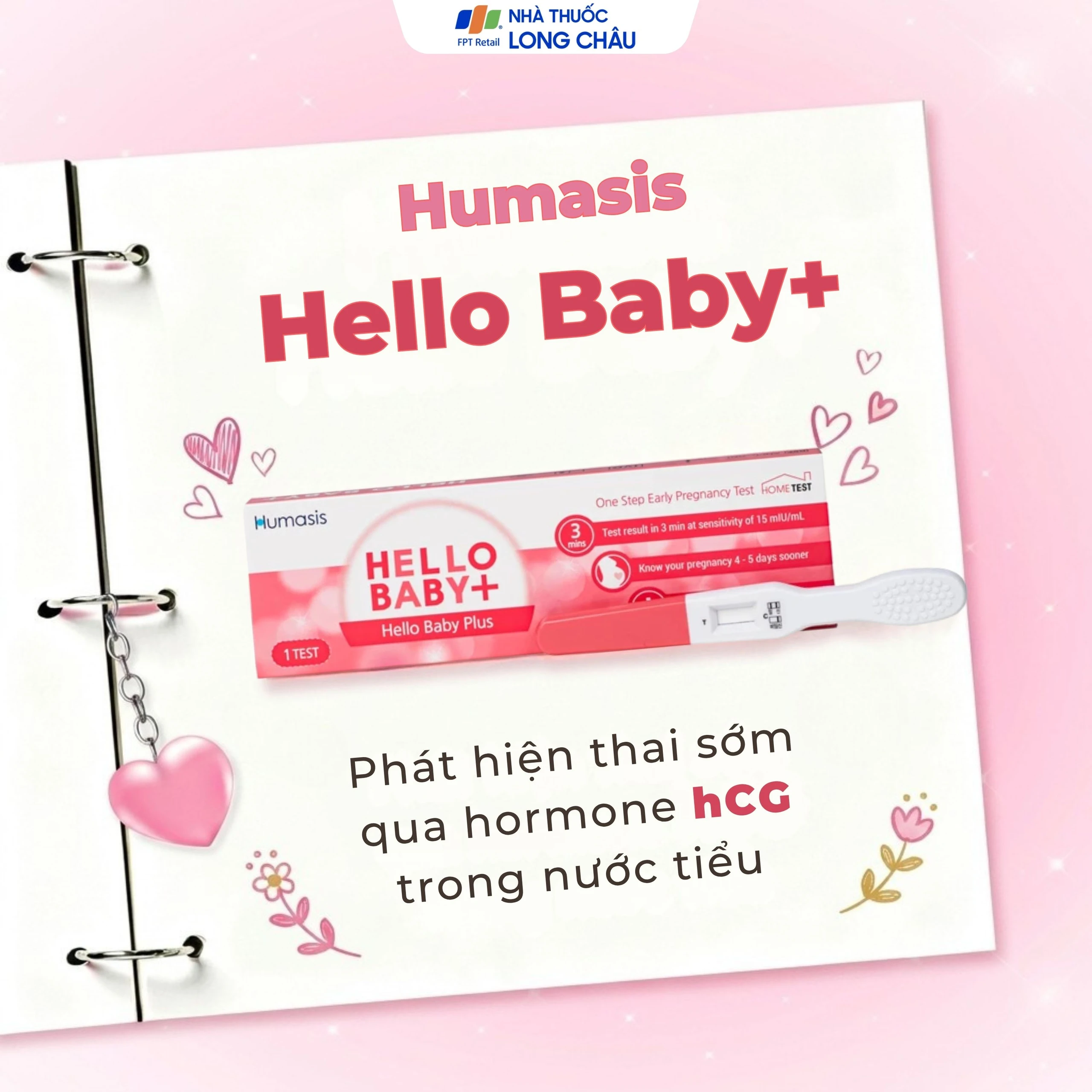 Que thử thai Humasis Hello Baby+ dạng bút giúp phát hiện sớm thai kỳ sau 7-10 ngày thụ thai 2