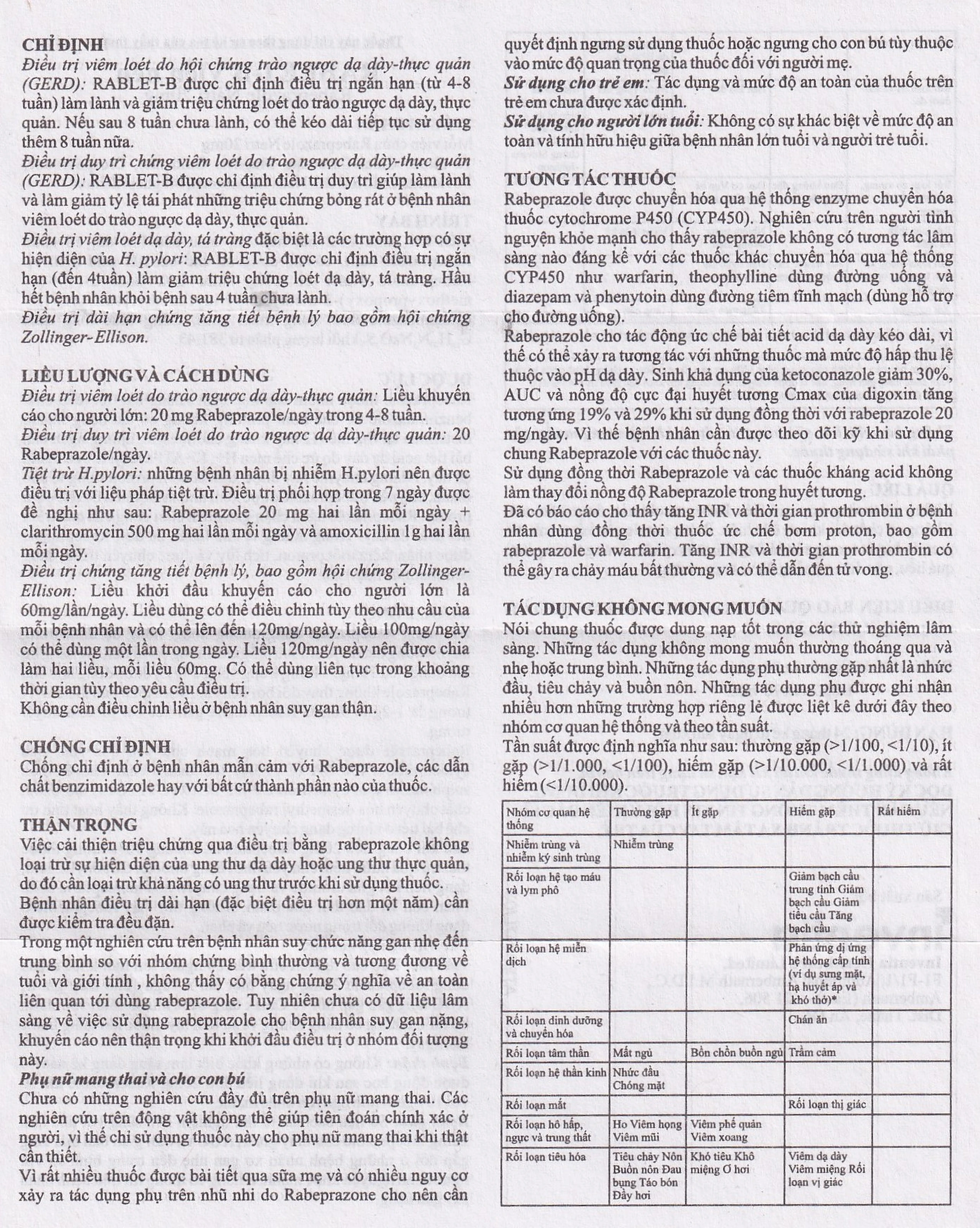 Thuốc Rablet-B Inventia điều trị loét do hội chứng trào ngược dạ dày, thực quản (3 vỉ x 10 viên)