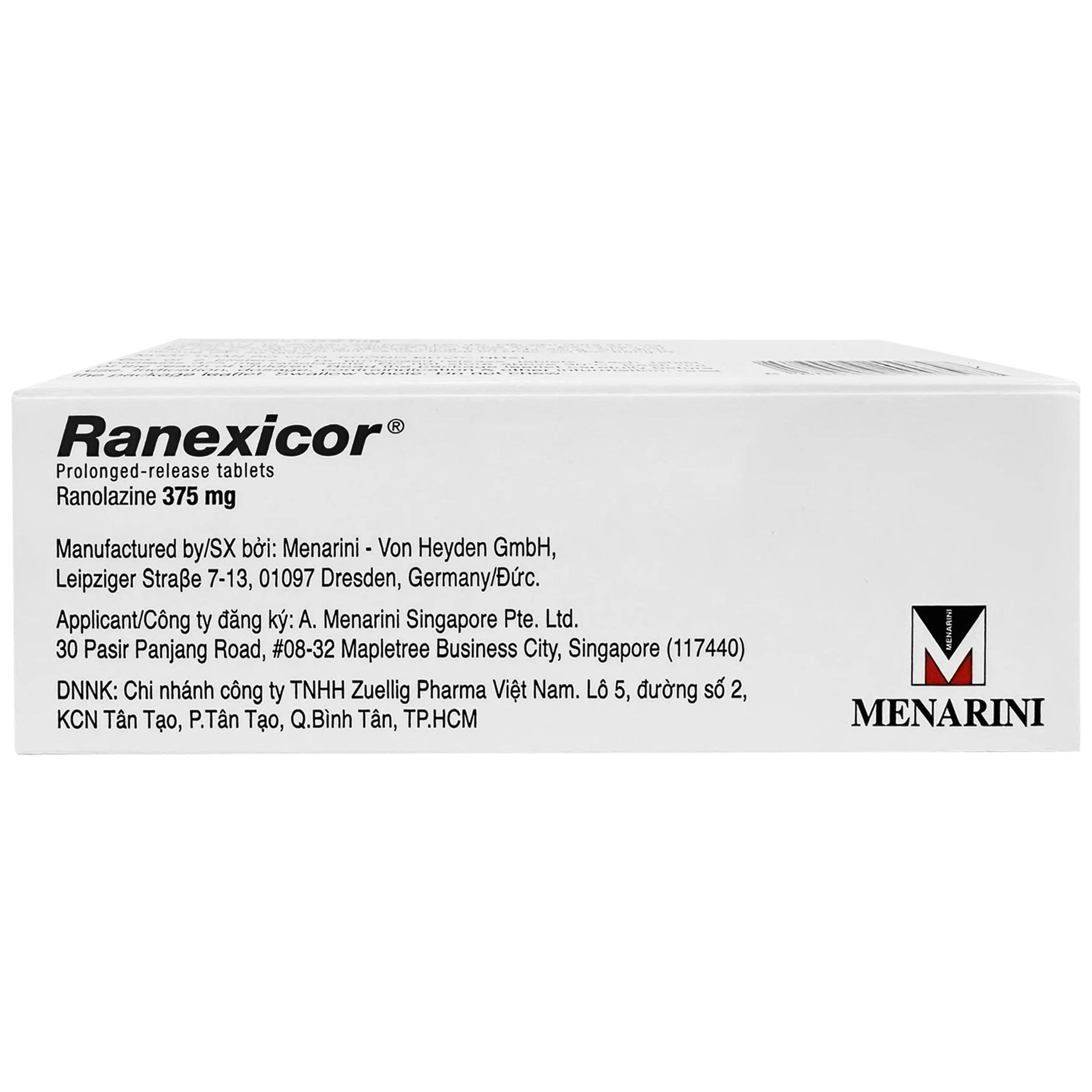 Thuốc Ranexicor 375MG Menarini điều trị đau thắt ngực mãn tính (2 vỉ x 15 viên)