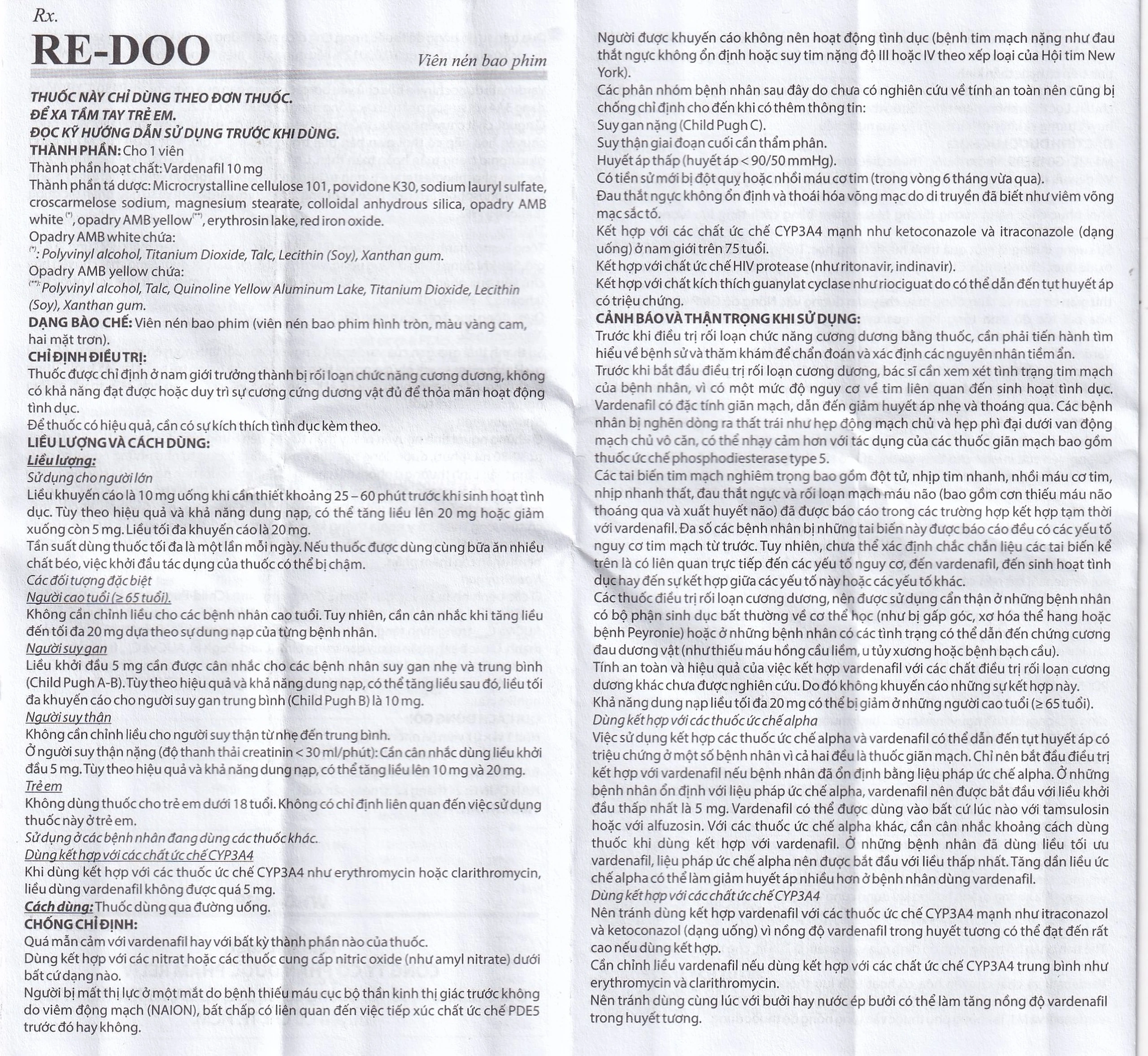 Thuốc Re-Doo 10mg Reliv điều trị rối loạn chức năng cương dương (2 vỉ x 2 viên)